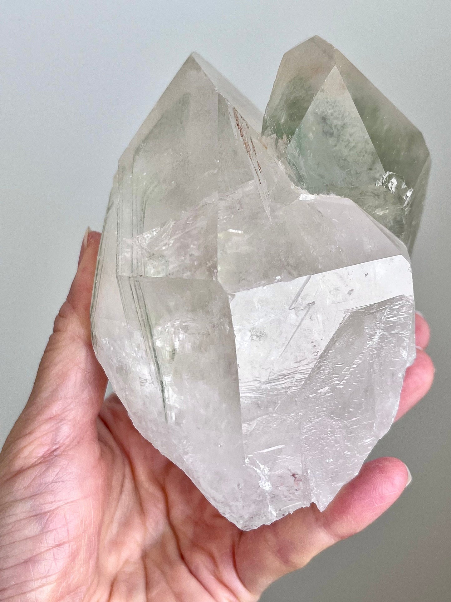 Chlorite Phantom Quartz with Rainbow Flash