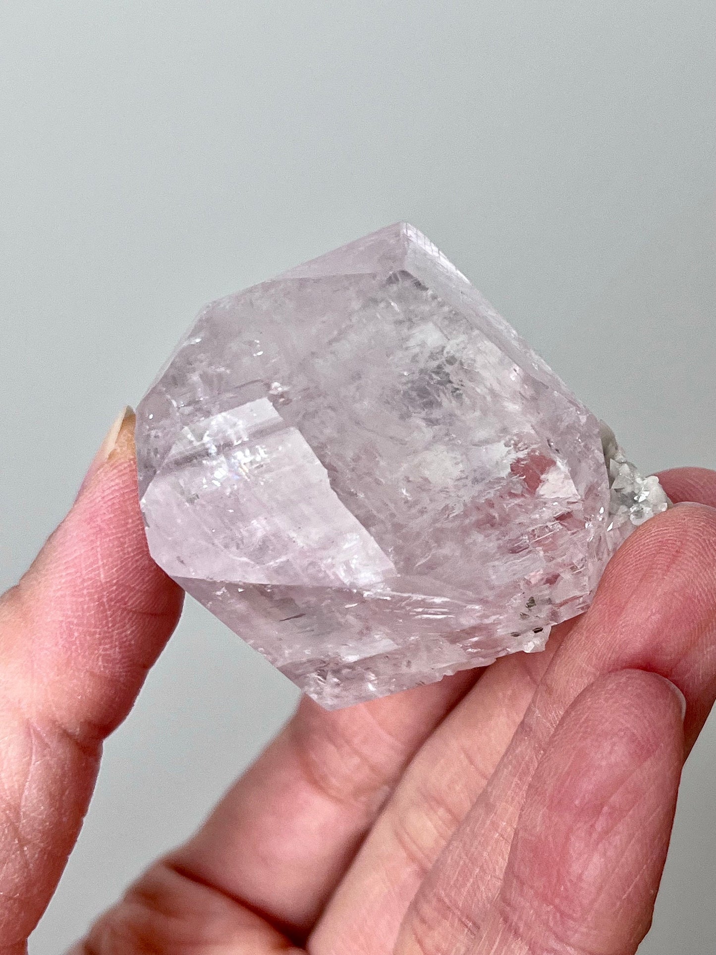 Purplish-pink Optical Diamond Calcite with Pyrite & Secondary Calcite