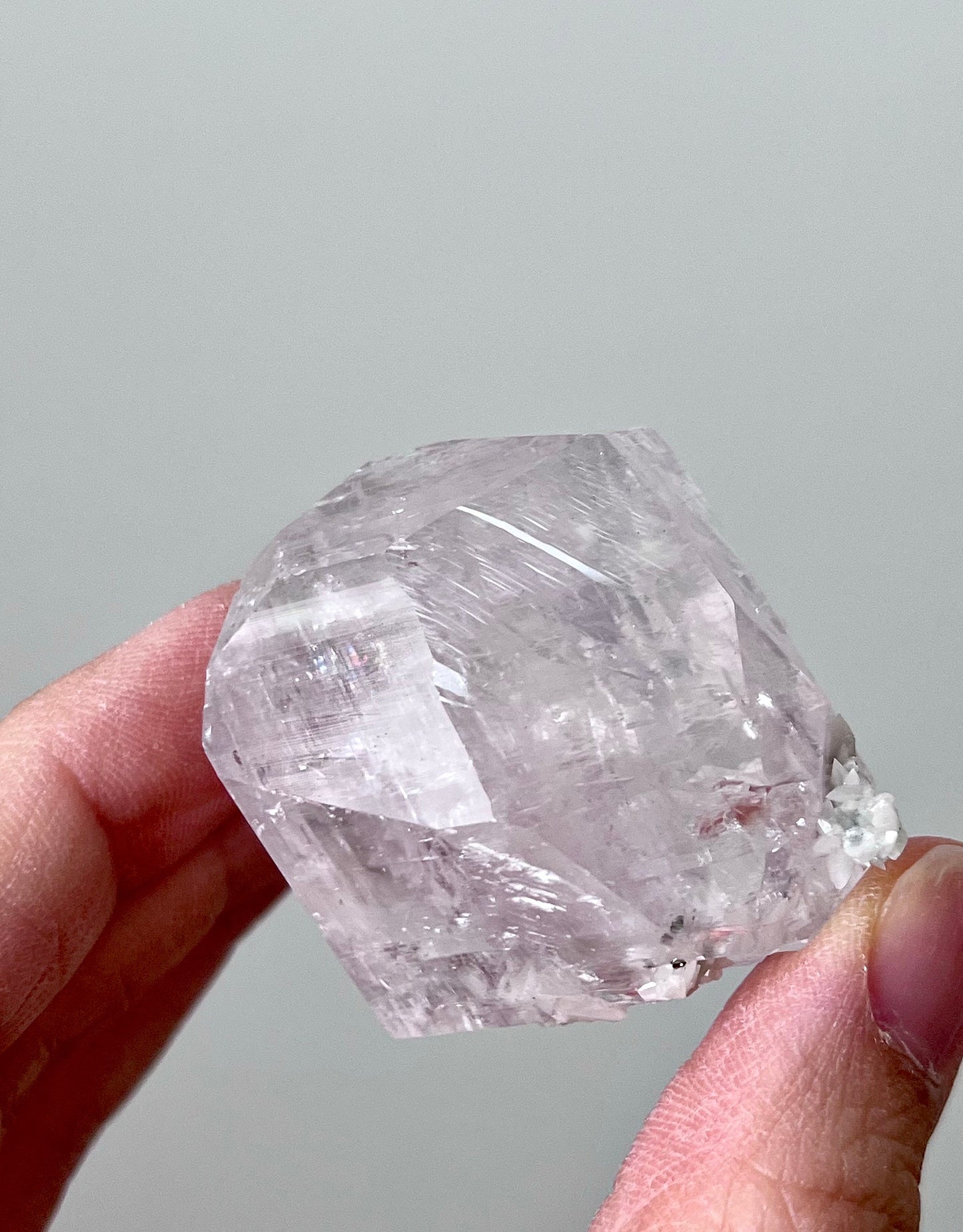 Purplish-pink Optical Diamond Calcite with Pyrite & Secondary Calcite