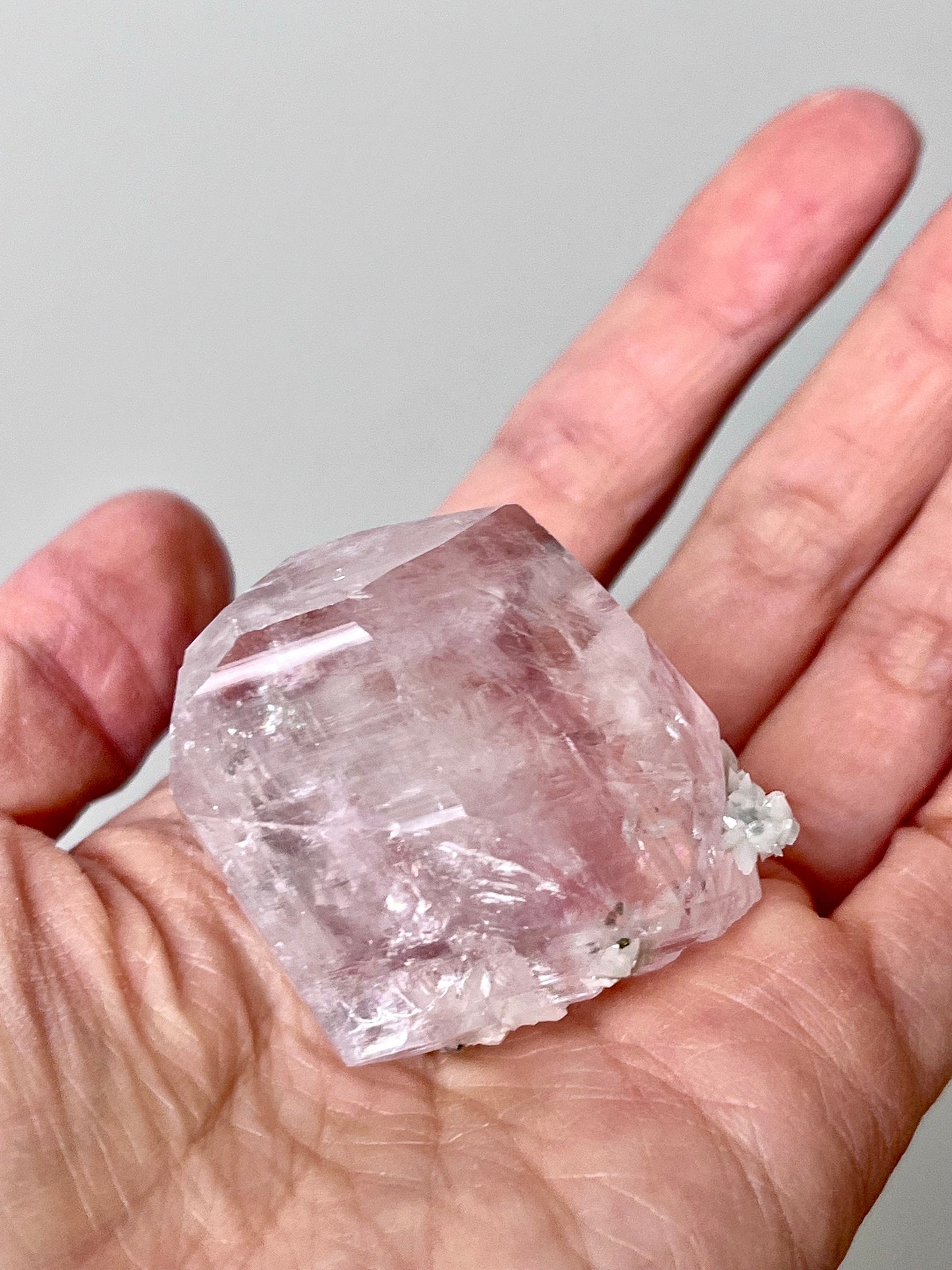 Purplish-pink Optical Diamond Calcite with Pyrite & Secondary Calcite