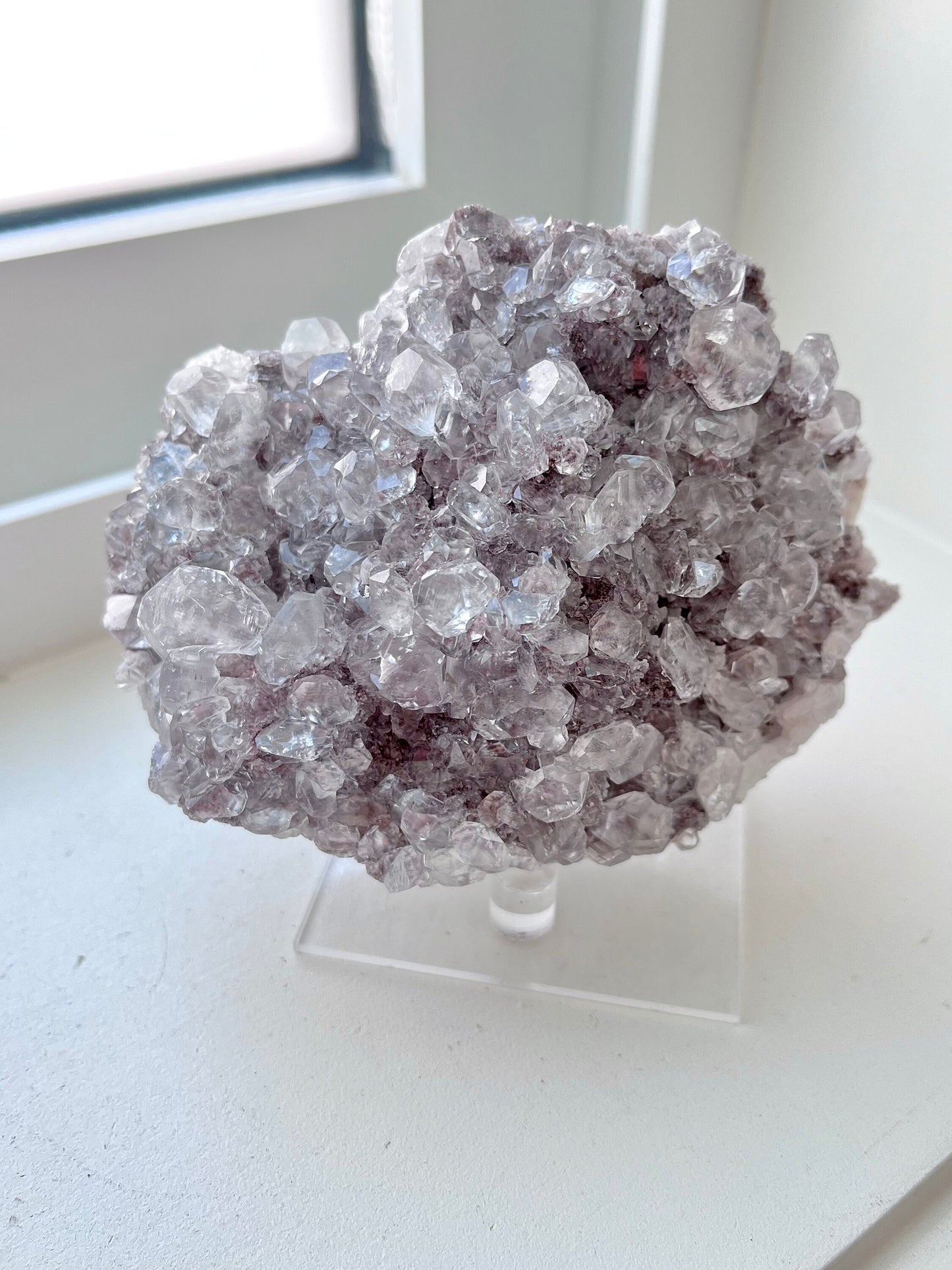 High Grade Fluorescent Diamond Calcite on Pinkish Matrix