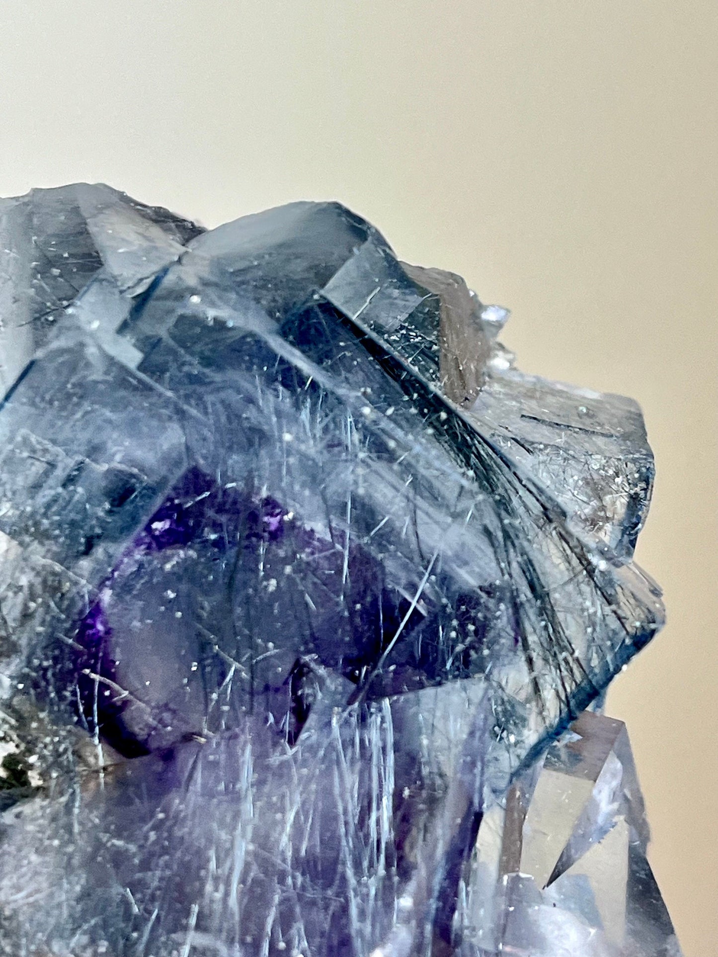 Blue Fluorite with Purple Zoning, Jamesonite & Arsenopyrite Inclusions