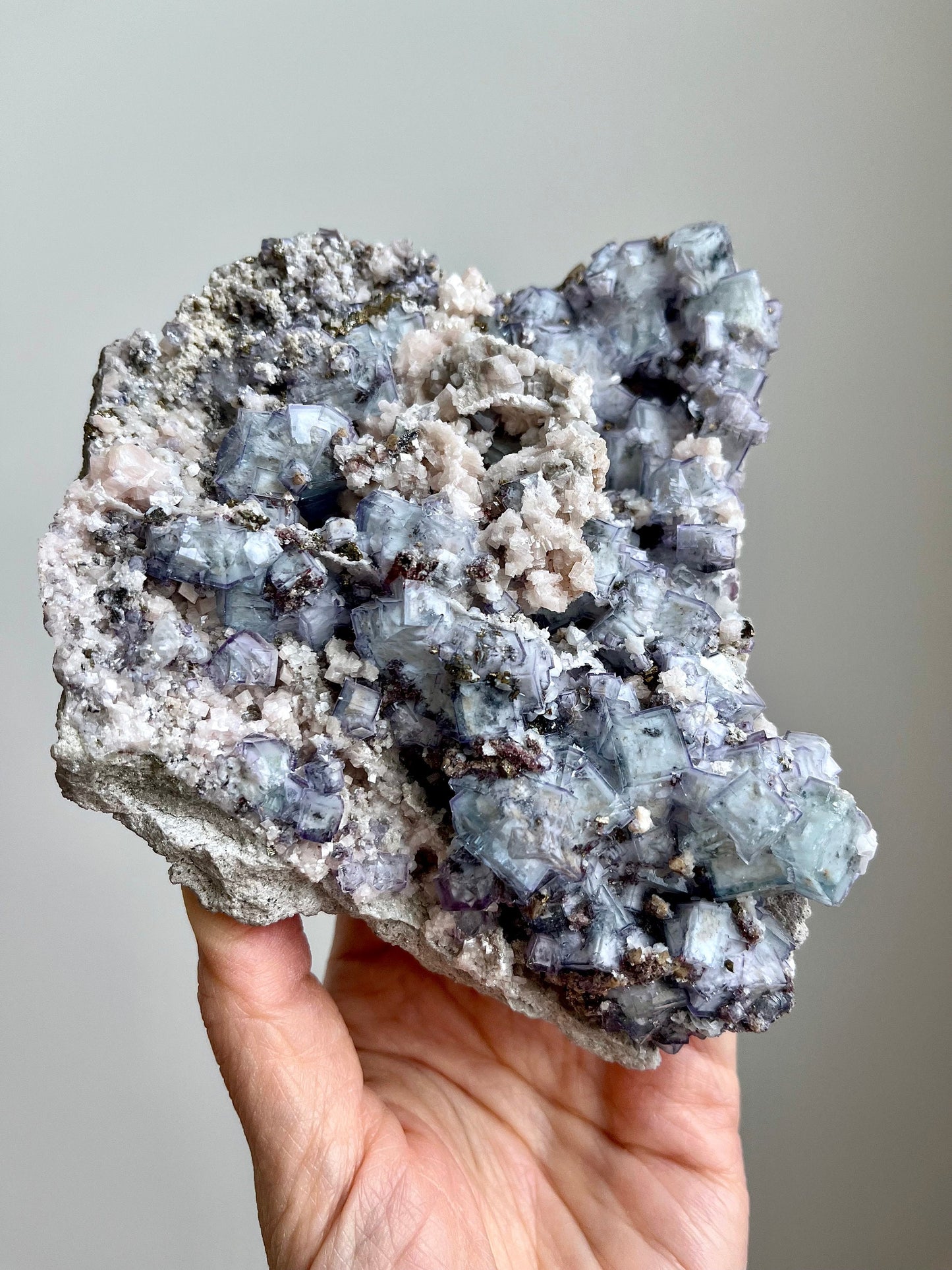 Porcelain Fluorite with Dolomite & Pyrite