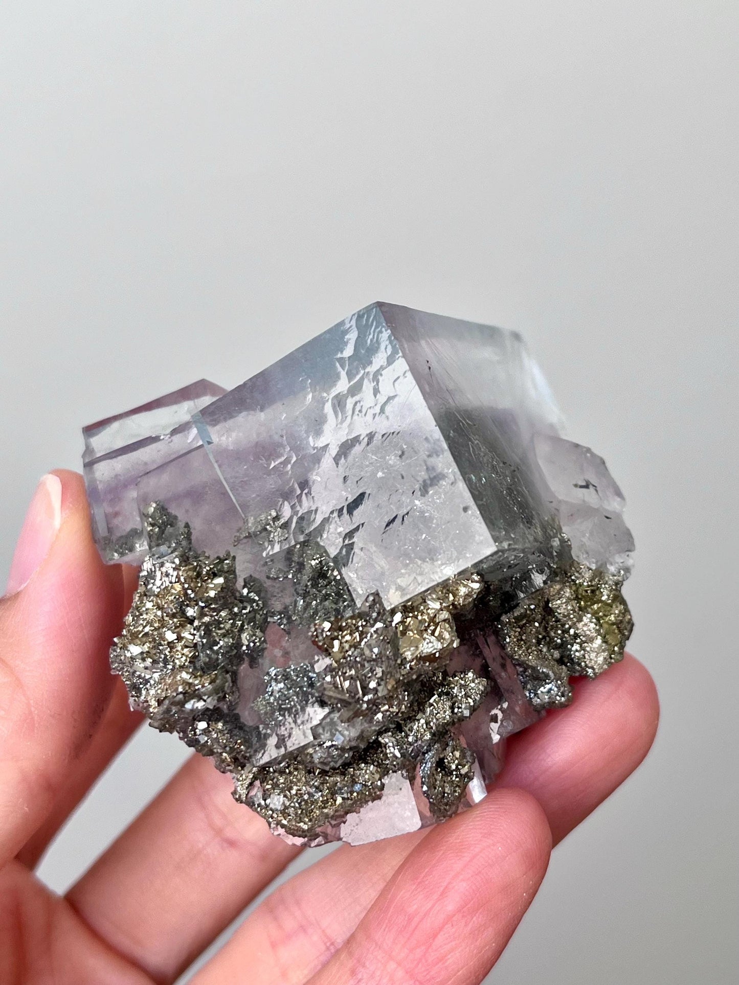Fluorite with Phantom, and inclusions of Jamesonite, Pyrite, Arsenopyrite, Muscovite