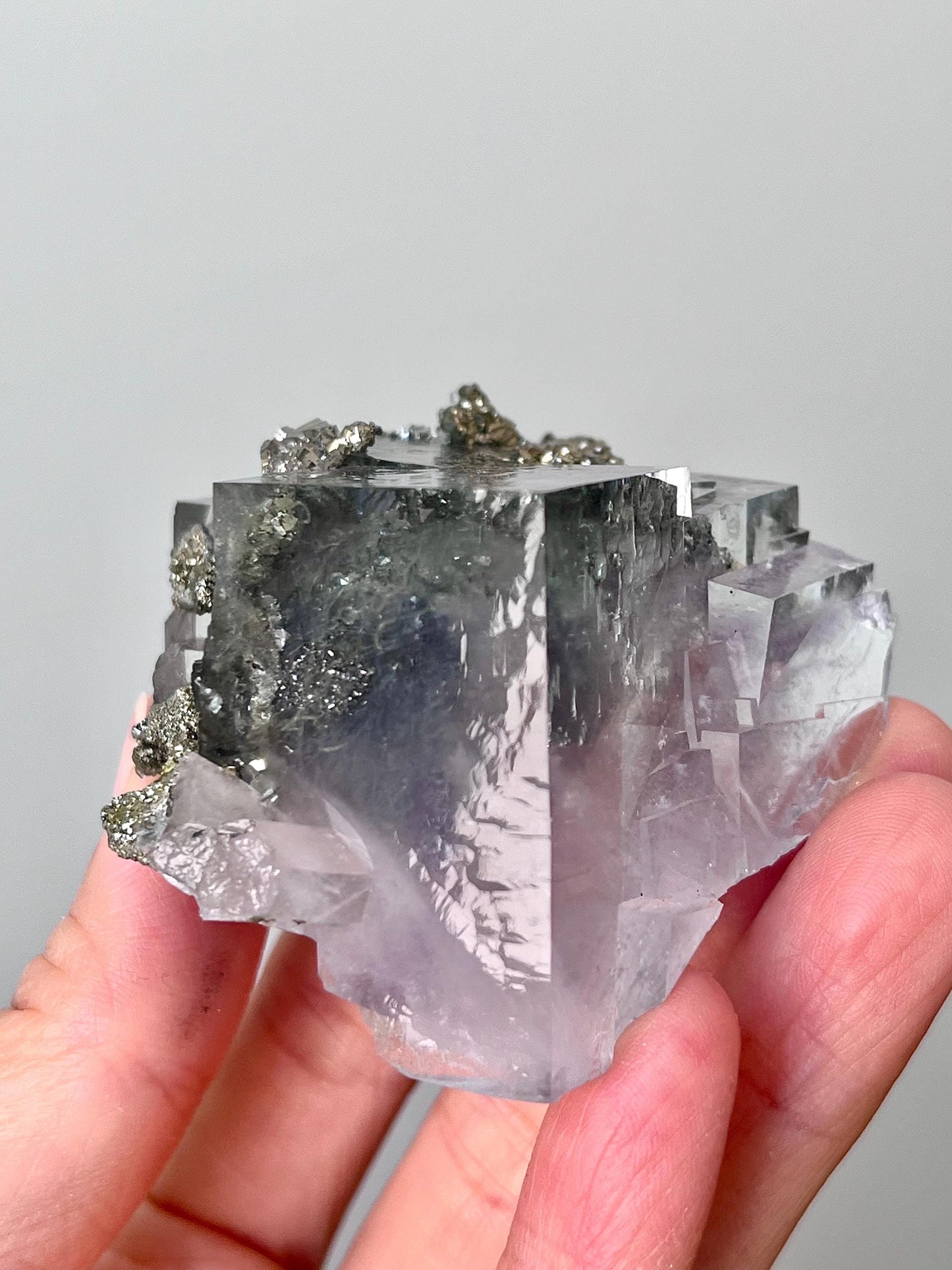 Fluorite with Phantom, and inclusions of Jamesonite, Pyrite, Arsenopyrite, Muscovite