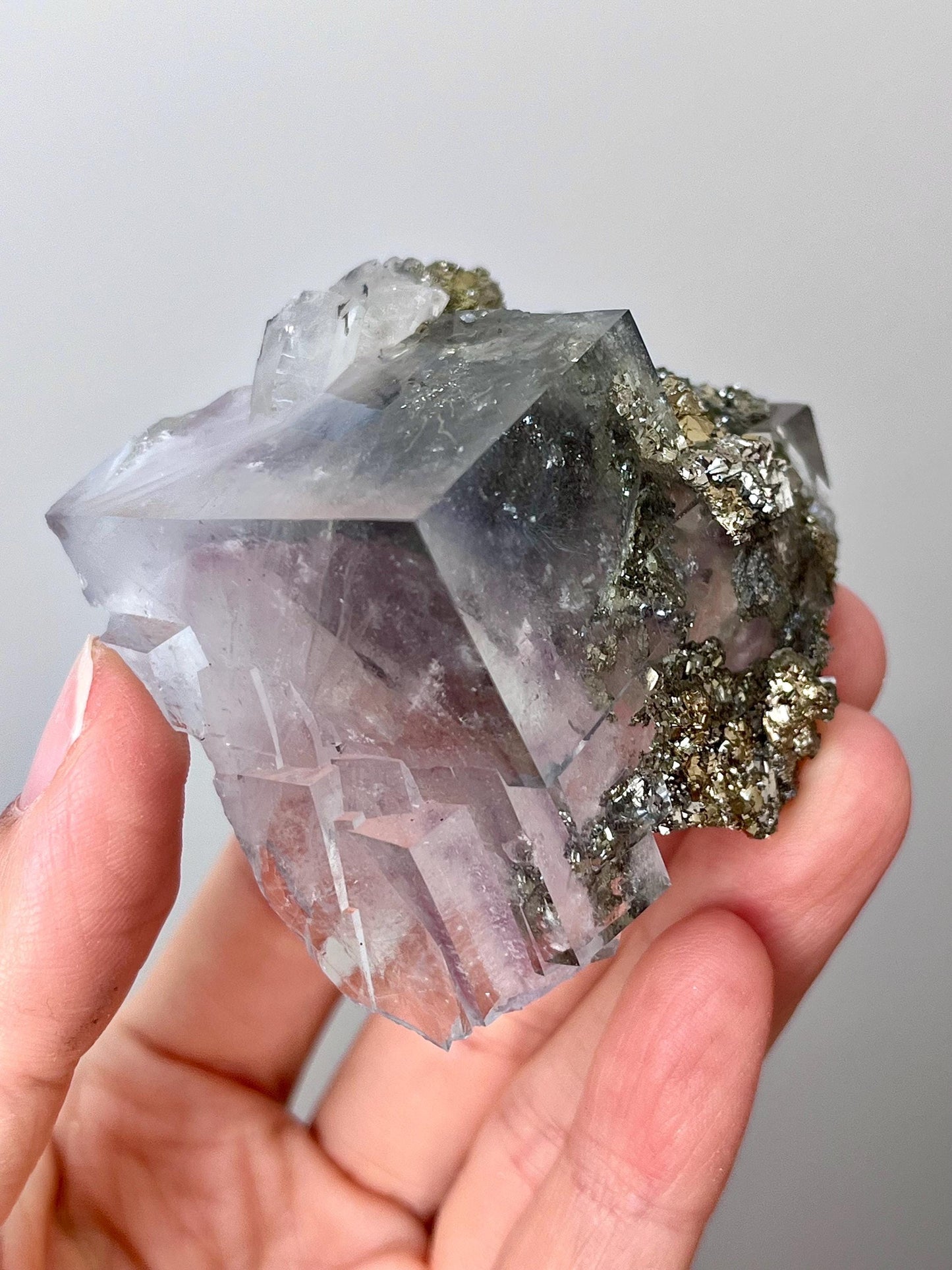 Fluorite with Phantom, and inclusions of Jamesonite, Pyrite, Arsenopyrite, Muscovite