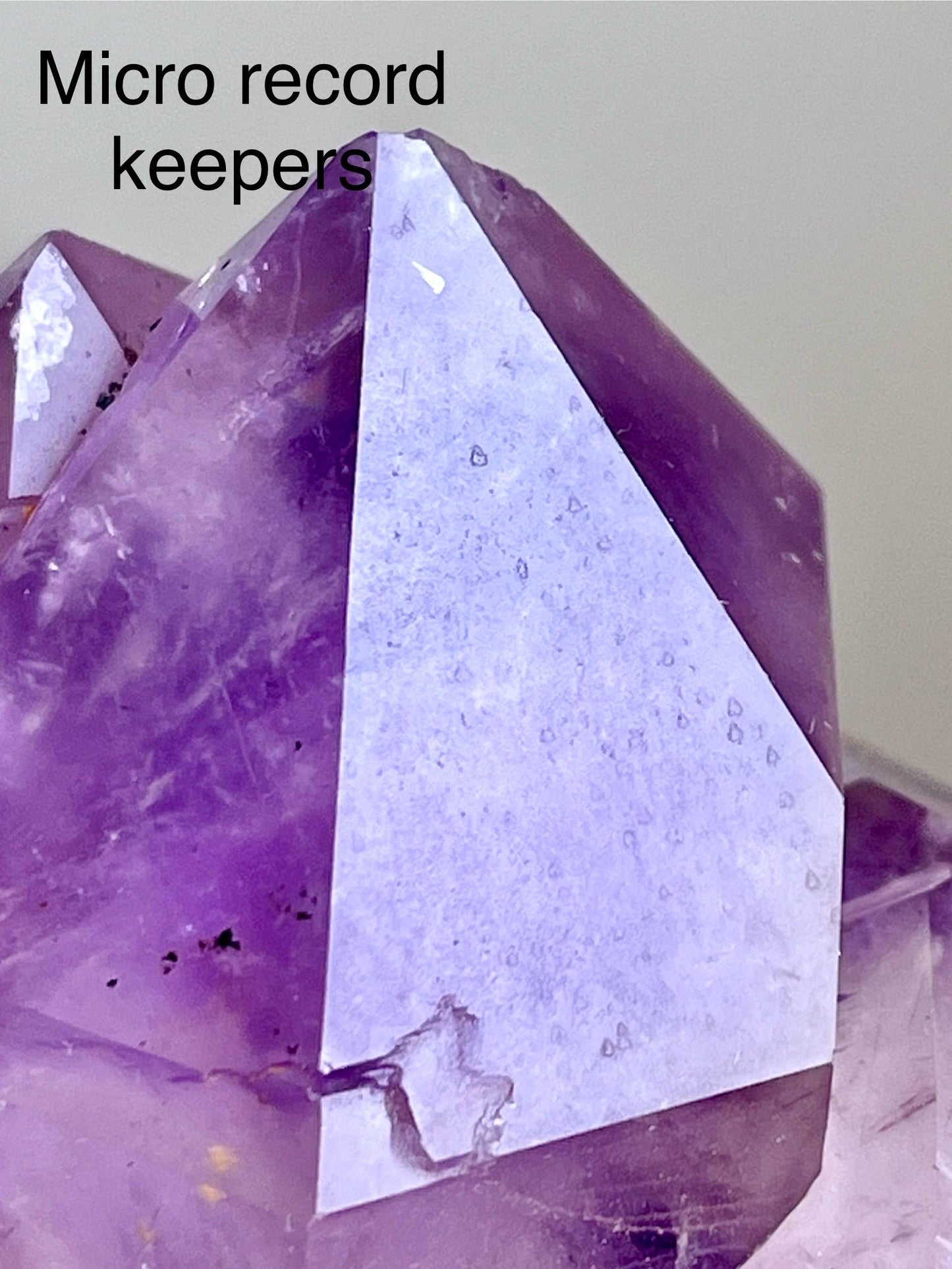 Amethyst with Quartz on matrix - Rainbow flash, Record keepers, DT points