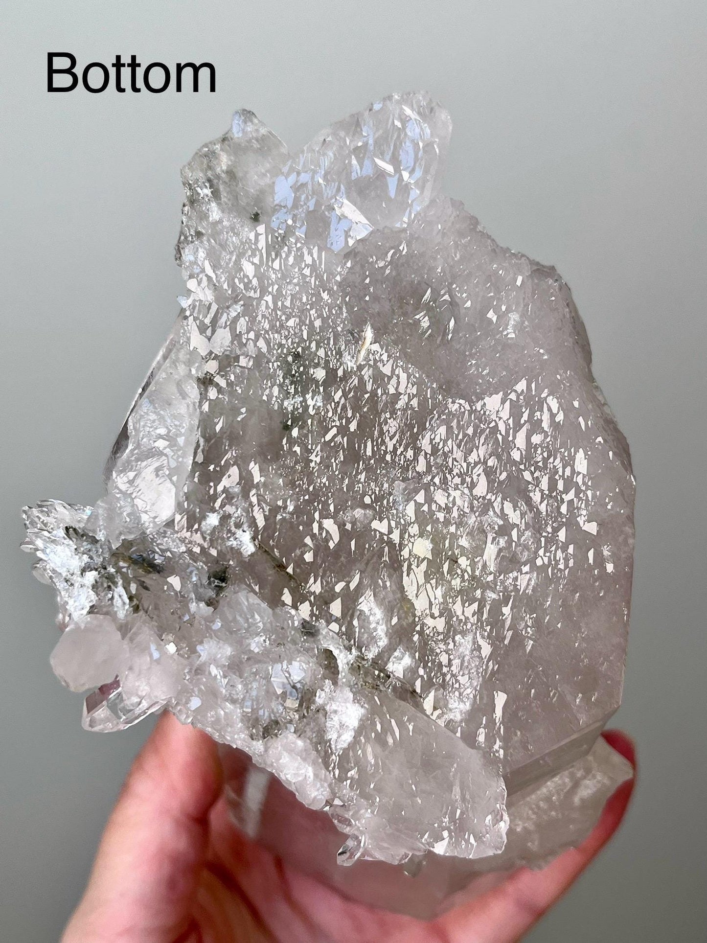 Quartz with Chlorite, Secondary Crystal Growths & Natural Etchings, Rainbow Flash