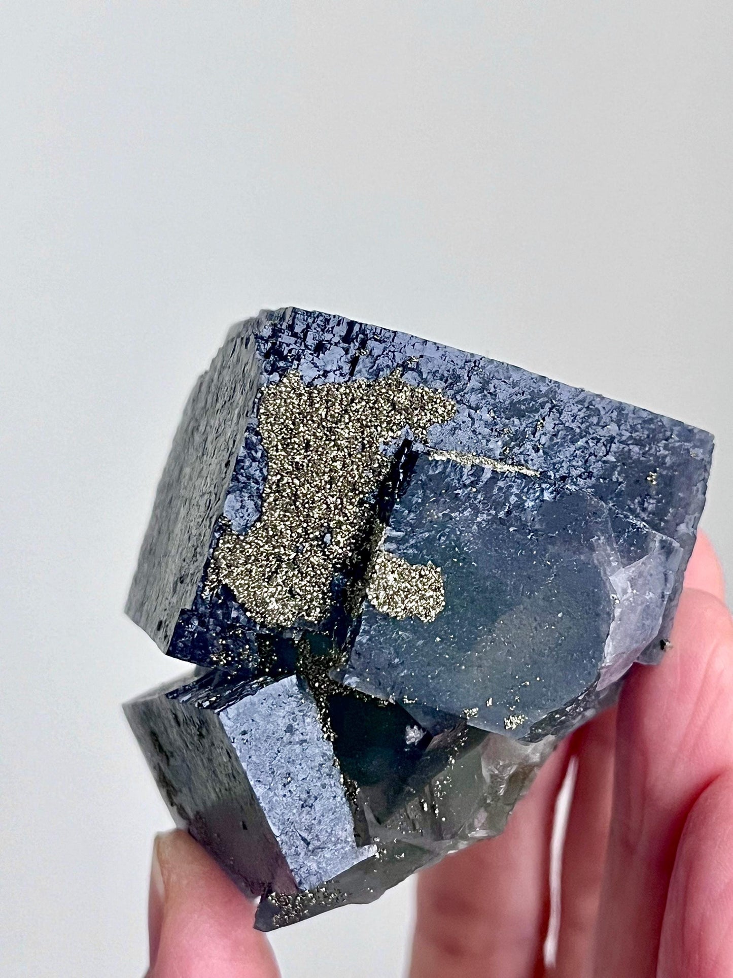 Multicolour Fluorite with Pyrite coatings