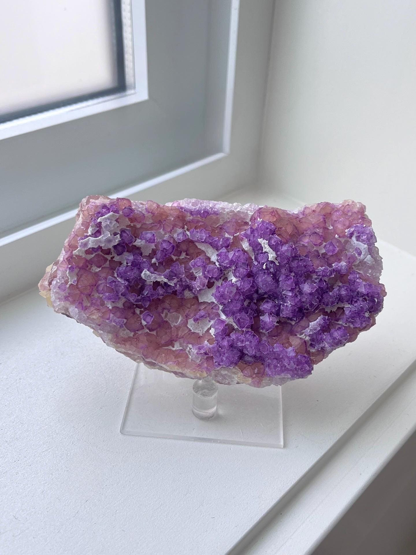 Multi-generation Purple Octahedron Fluorite