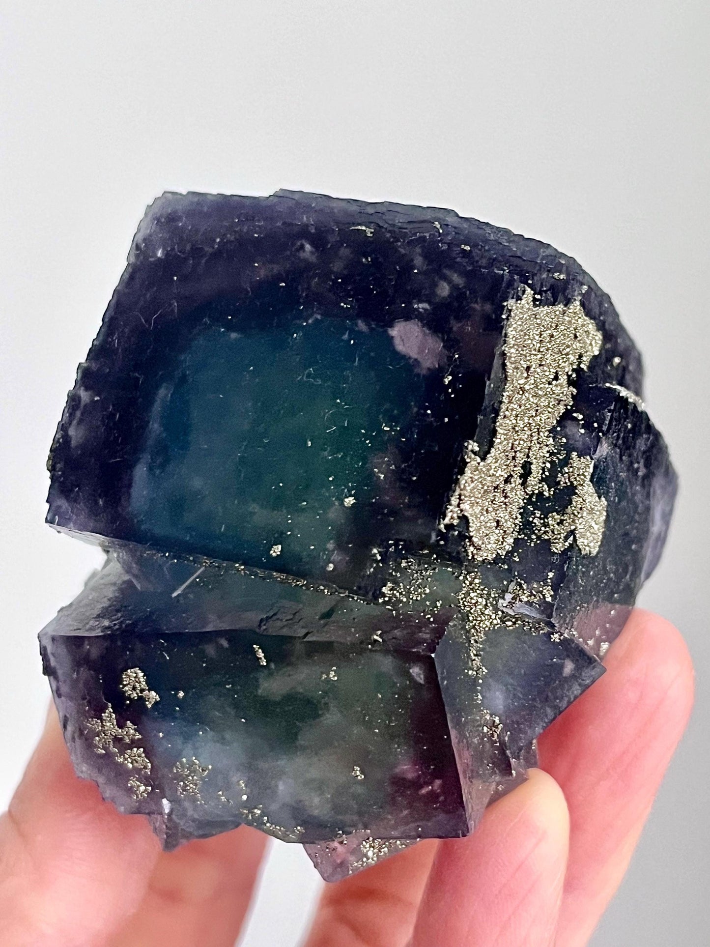 Multicolour Fluorite with Pyrite coatings