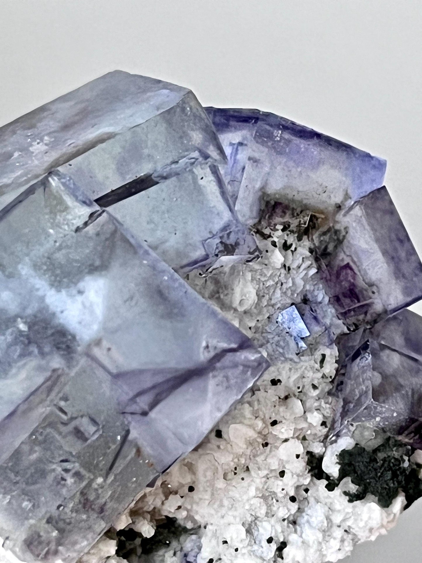 Blue Glassy Fluorite with Calcite & Inclusions