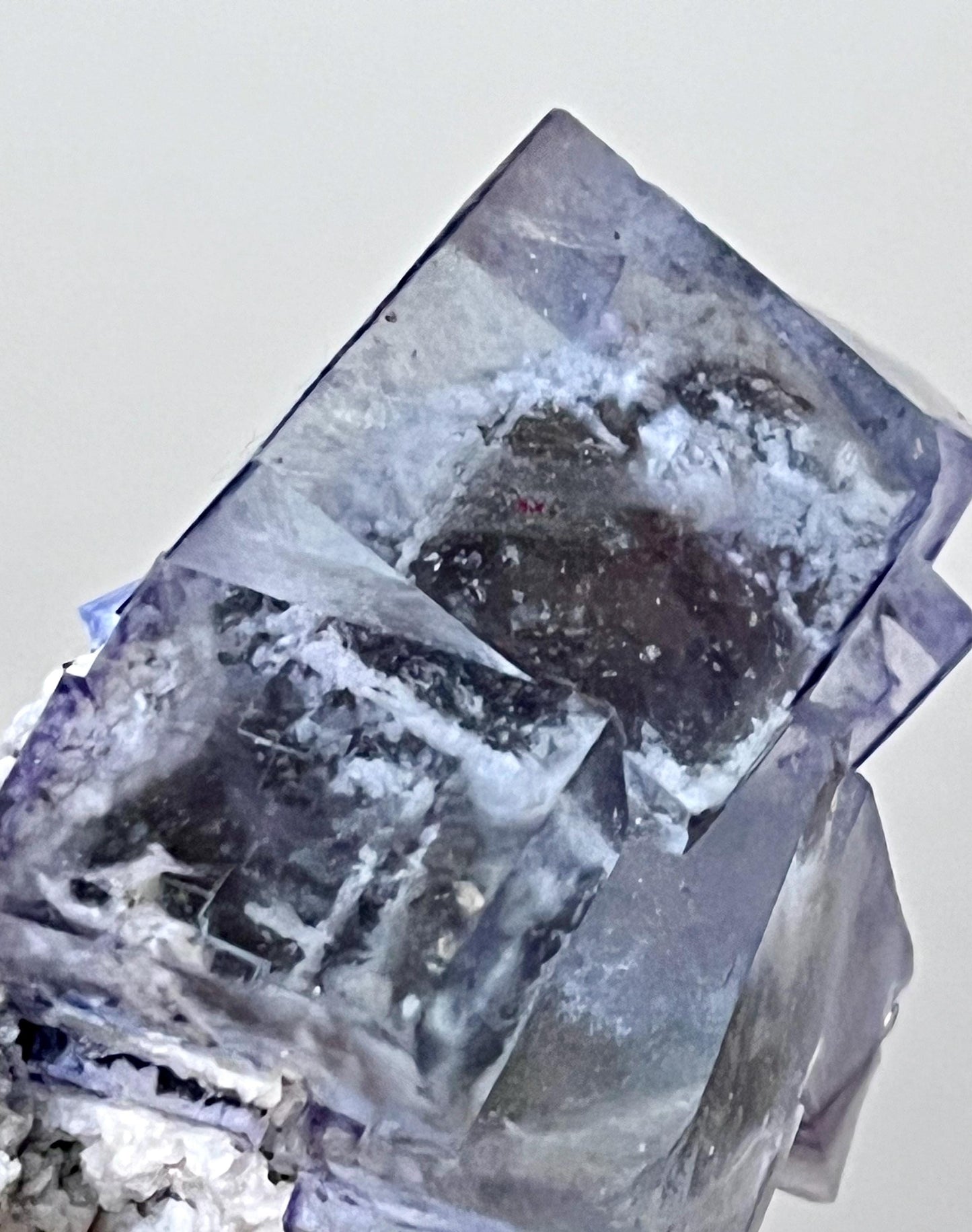 Blue Glassy Fluorite with Calcite & Inclusions