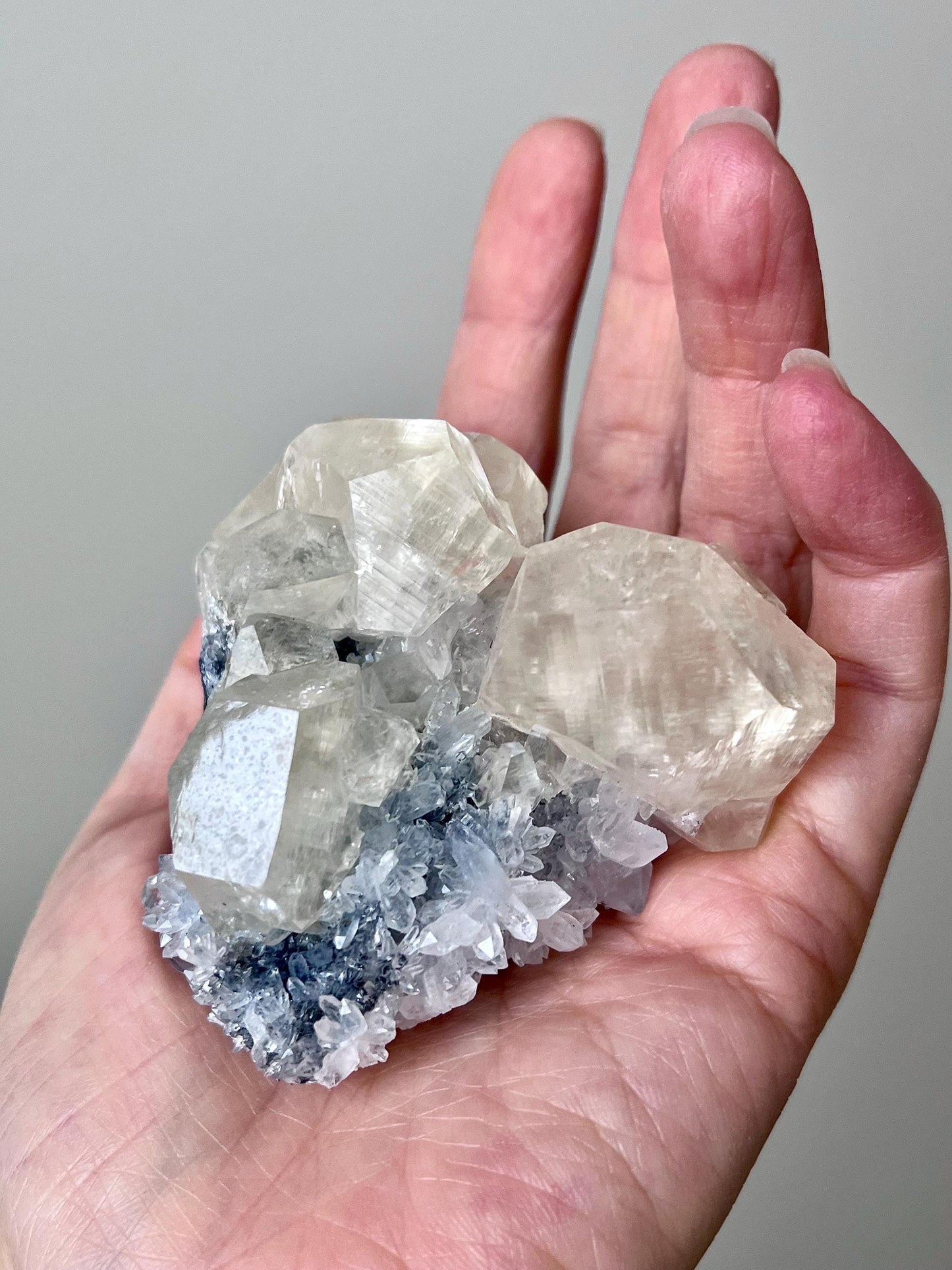 Fluorescent Yellow Diamond Calcite with Quartz