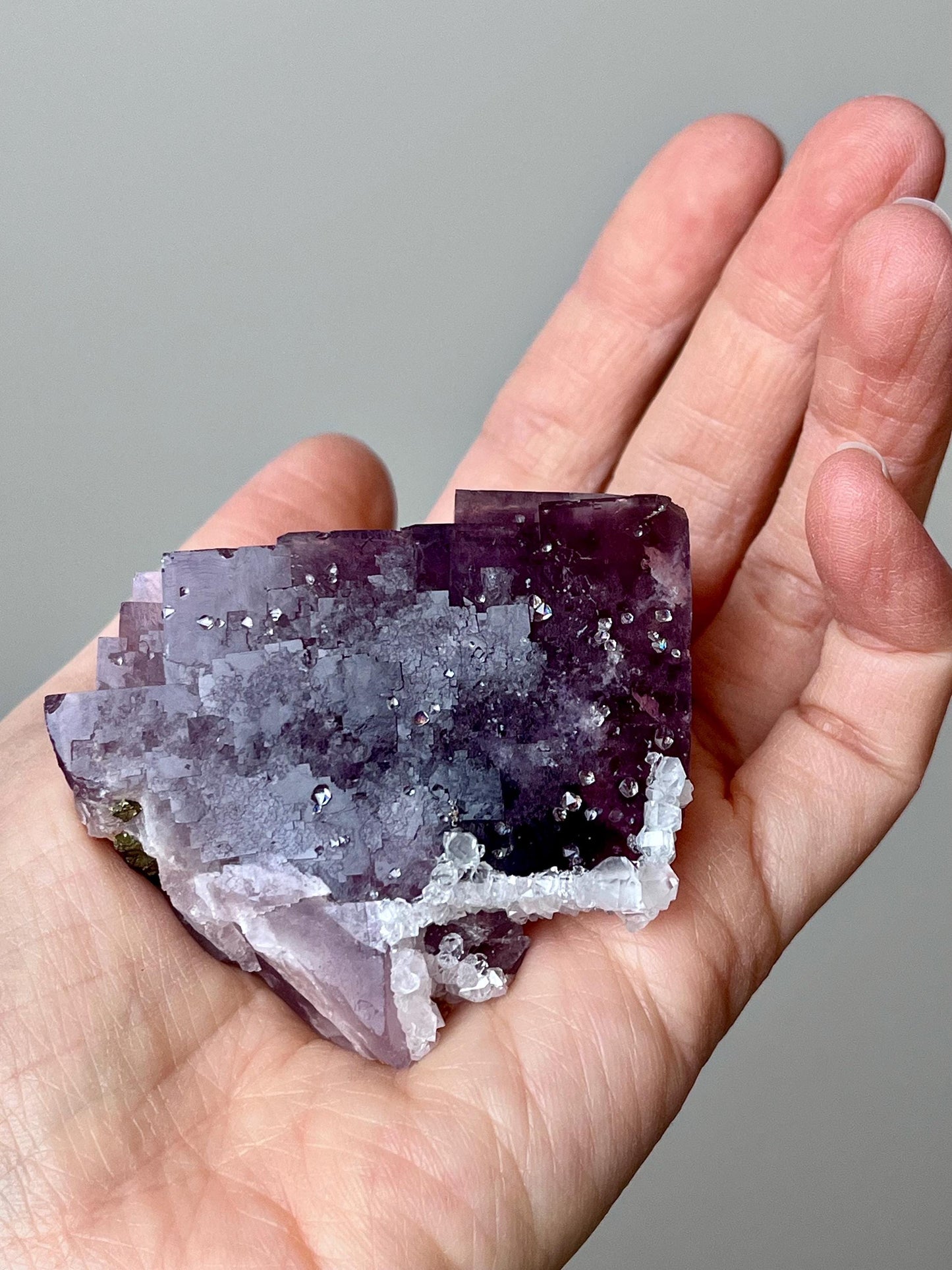Fluorite with Quartz and Chalcopyrite