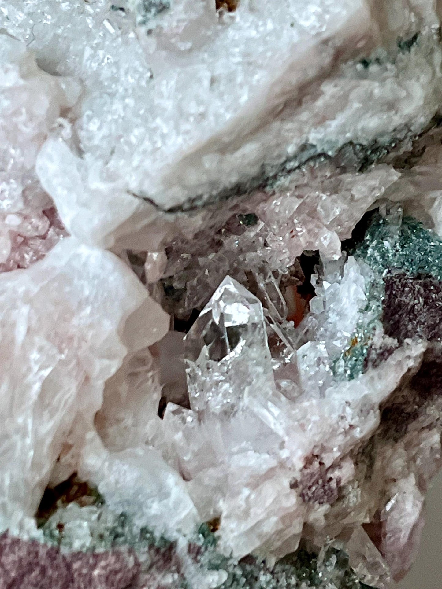 Pink Lemurian Quartz with Chlorite on Matrix