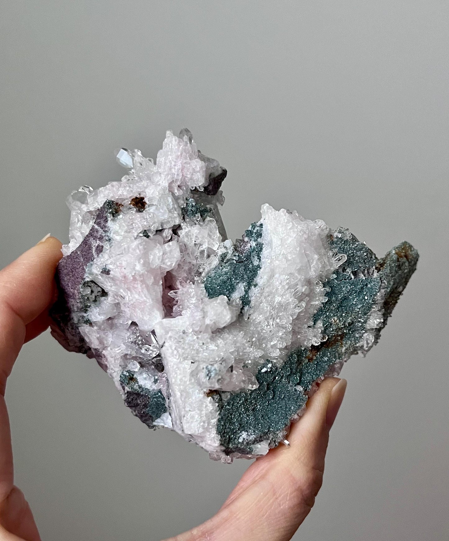 Pink Lemurian Quartz with Chlorite on Matrix