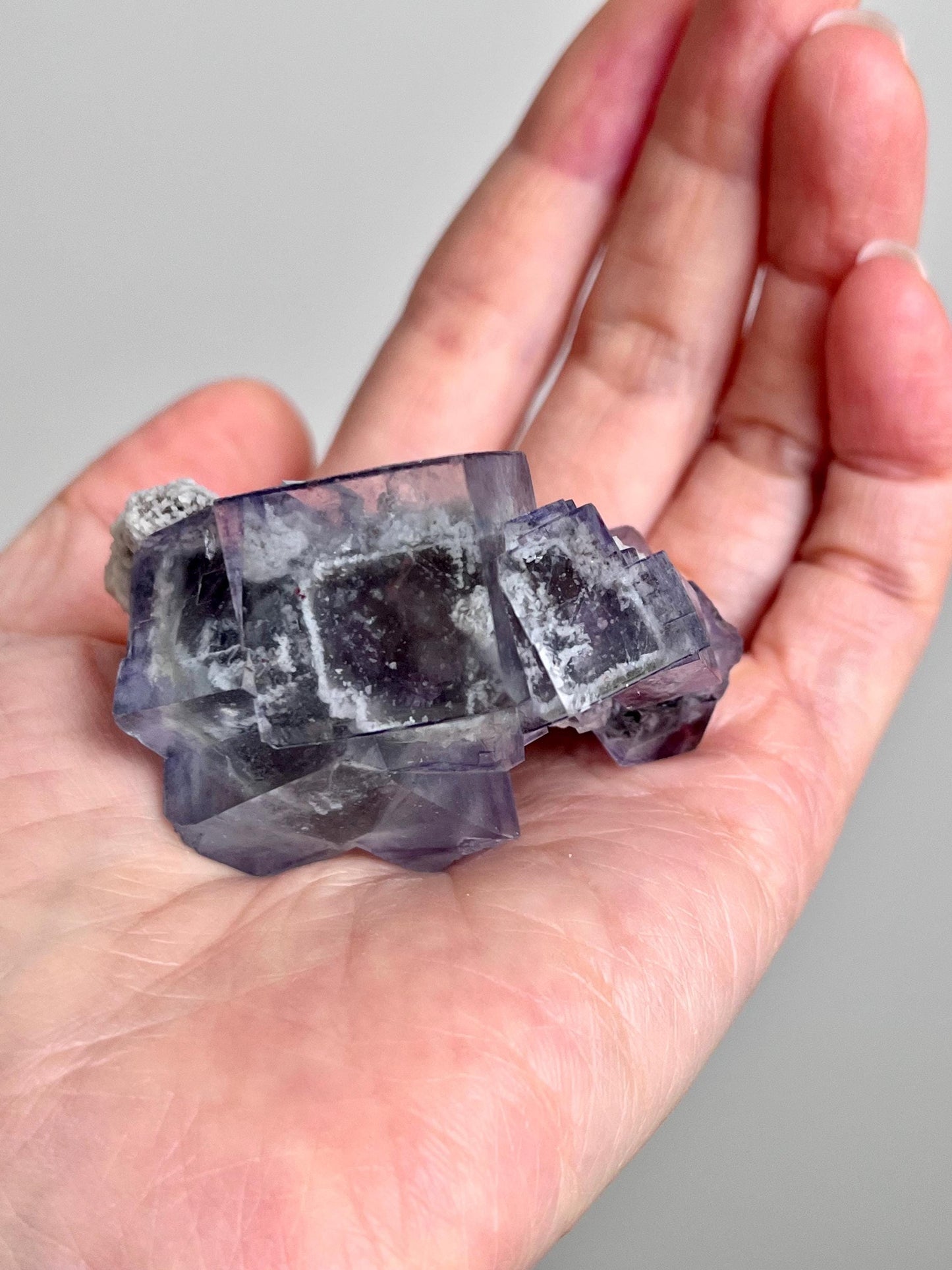 Blue Glassy Fluorite with Calcite & Inclusions