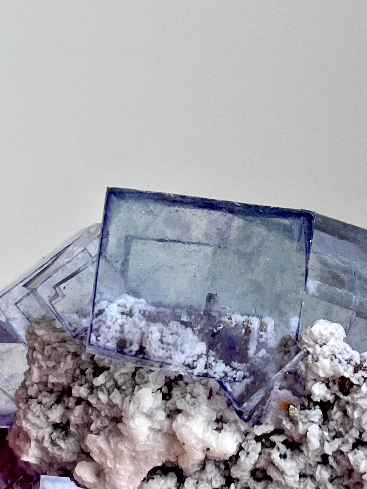 Blue Glassy Fluorite with Calcite & Inclusions