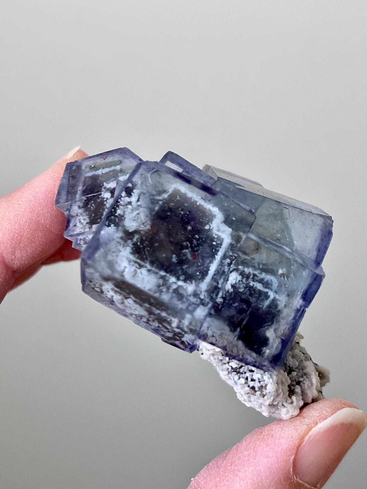 Blue Glassy Fluorite with Calcite & Inclusions