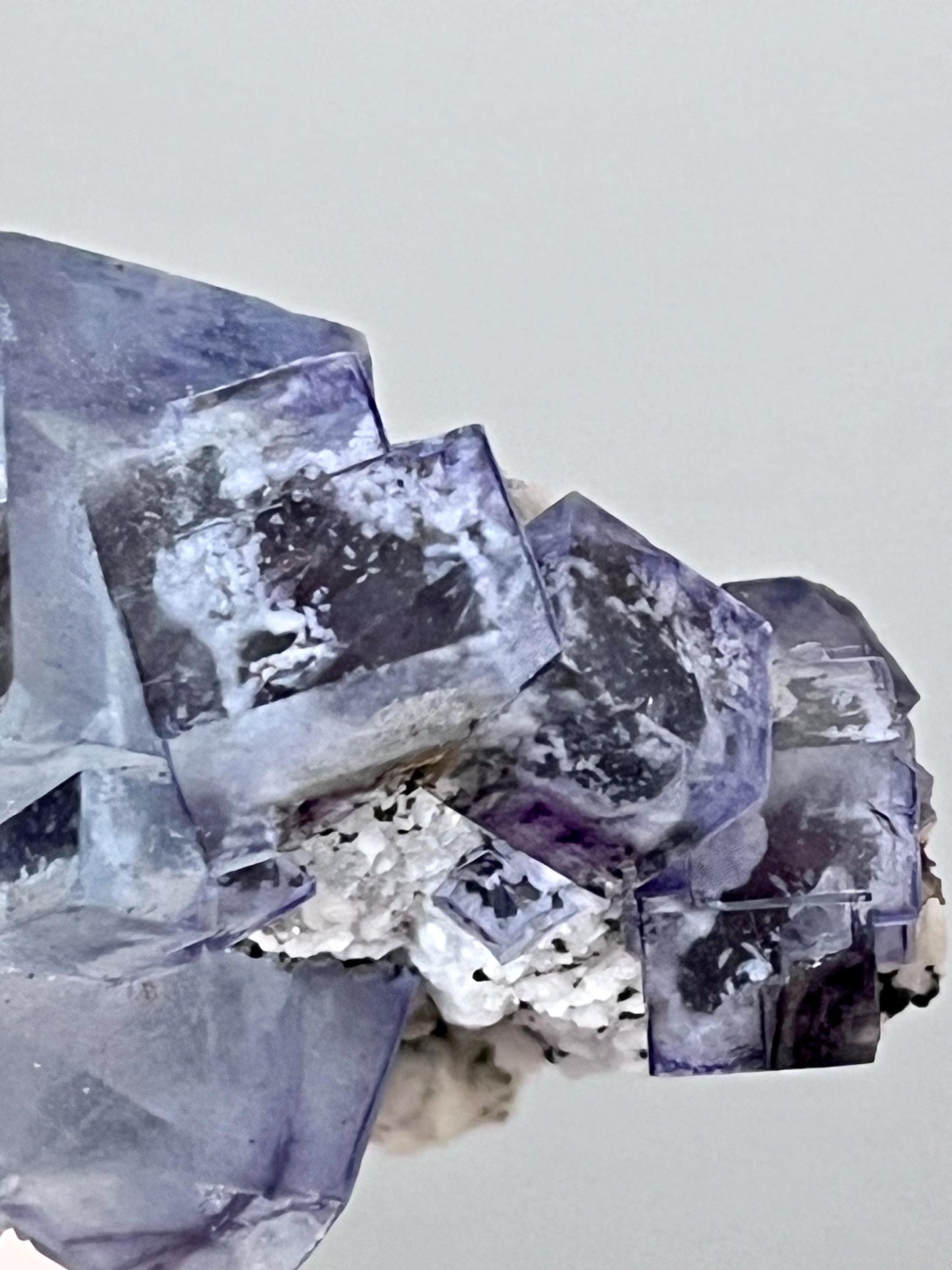 Blue Glassy Fluorite with Calcite & Inclusions