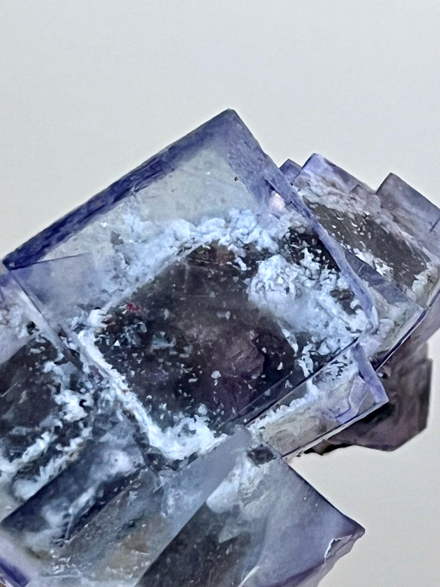 Blue Glassy Fluorite with Calcite & Inclusions