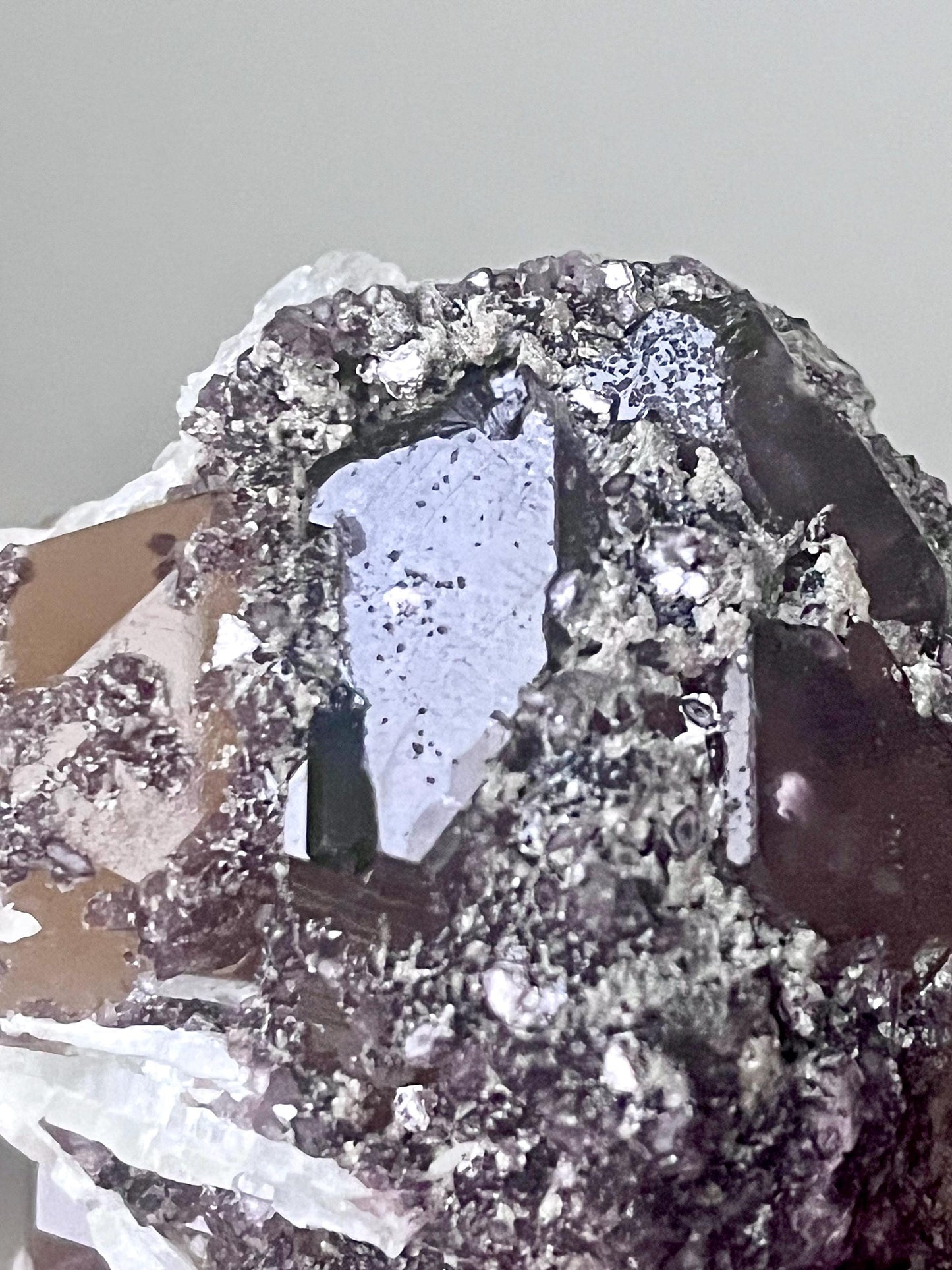 Smoky Citrine with Green Tourmaline, Lepidolite, Albite, and Muscovite