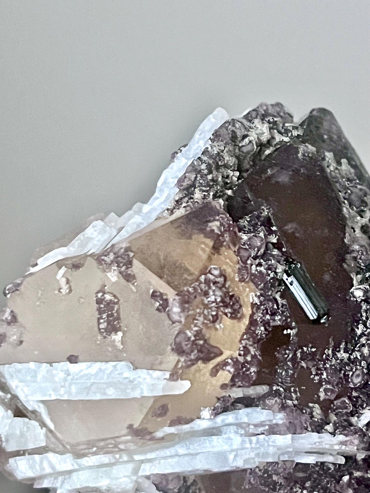 Smoky Citrine with Green Tourmaline, Lepidolite, Albite, and Muscovite