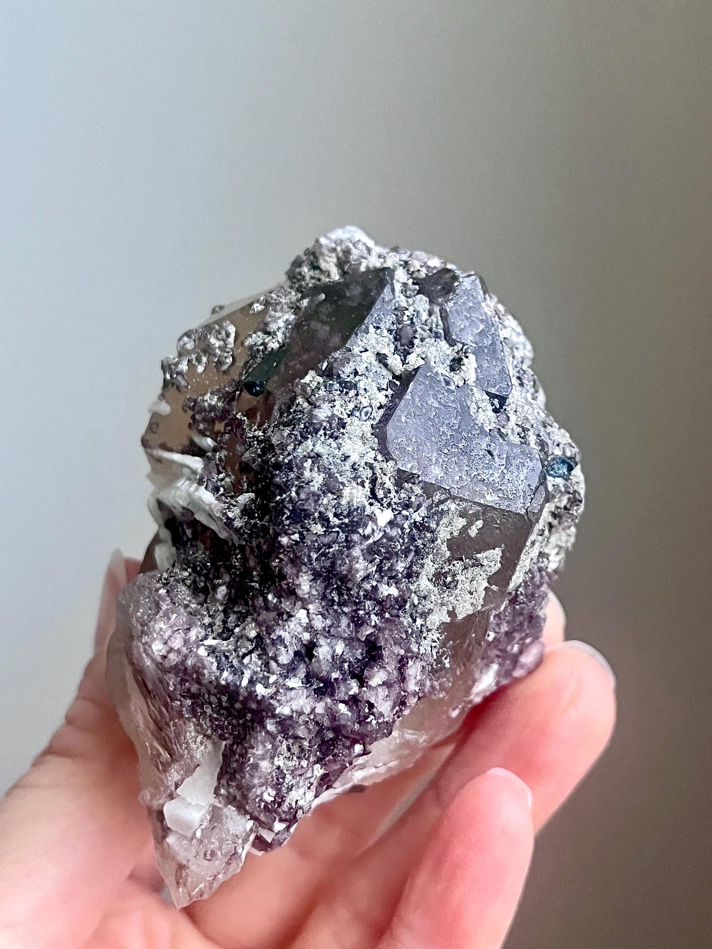 Smoky Citrine with Green Tourmaline, Lepidolite, Albite, and Muscovite