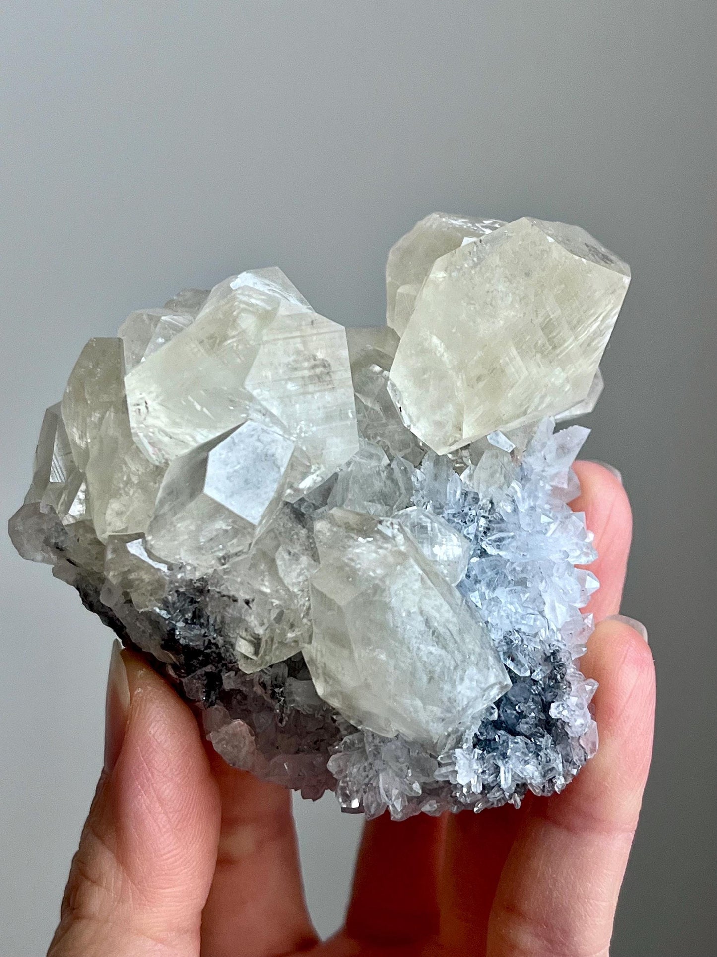 Fluorescent Yellow Diamond Calcite with Quartz