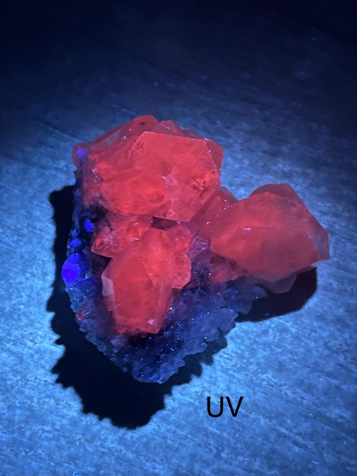 Fluorescent Yellow Diamond Calcite with Quartz