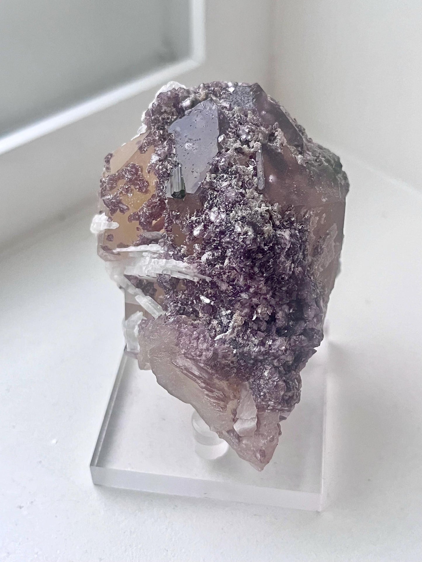 Smoky Citrine with Green Tourmaline, Lepidolite, Albite, and Muscovite