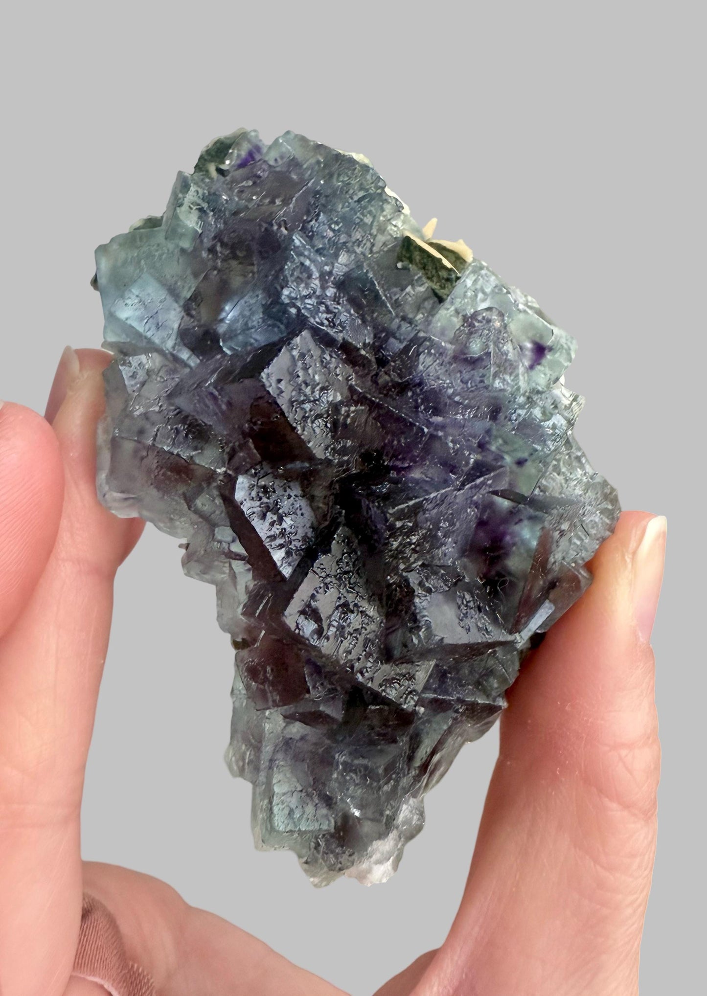 Dissolution Fluorite with Chlorite, Siderite & Arsenopyrite