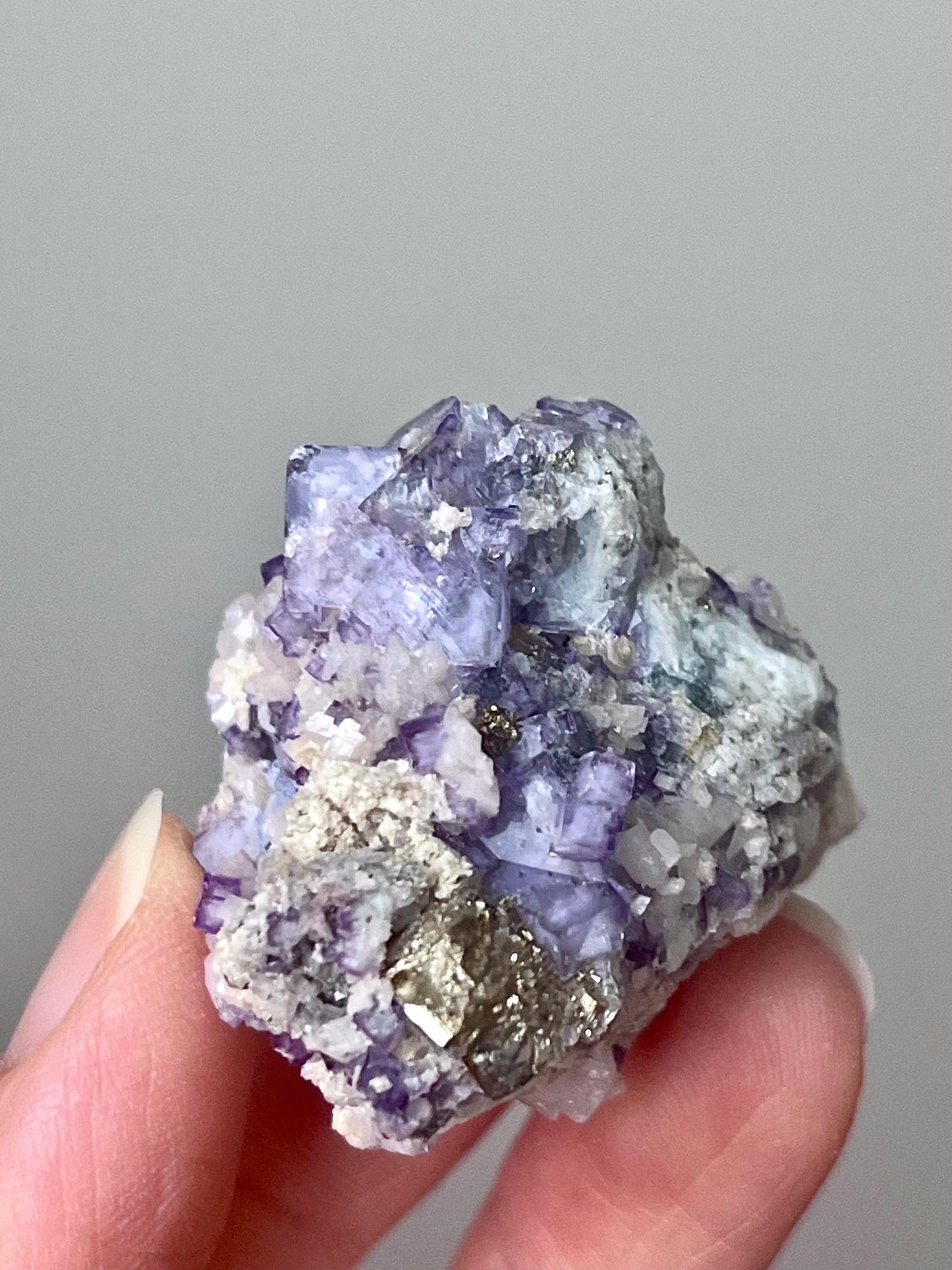 Porcelain Fluorite with Pyrite & Calcite