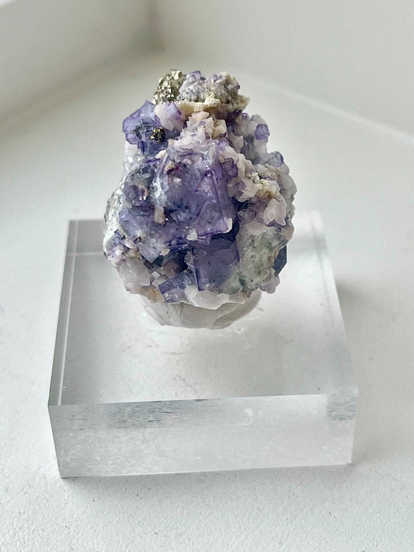 Porcelain Fluorite with Pyrite & Calcite