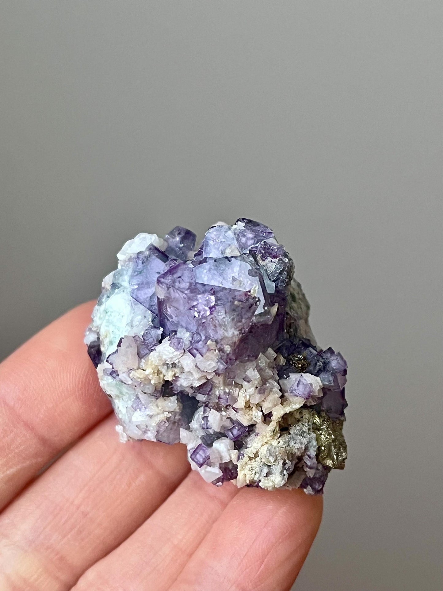 Porcelain Fluorite with Pyrite & Calcite