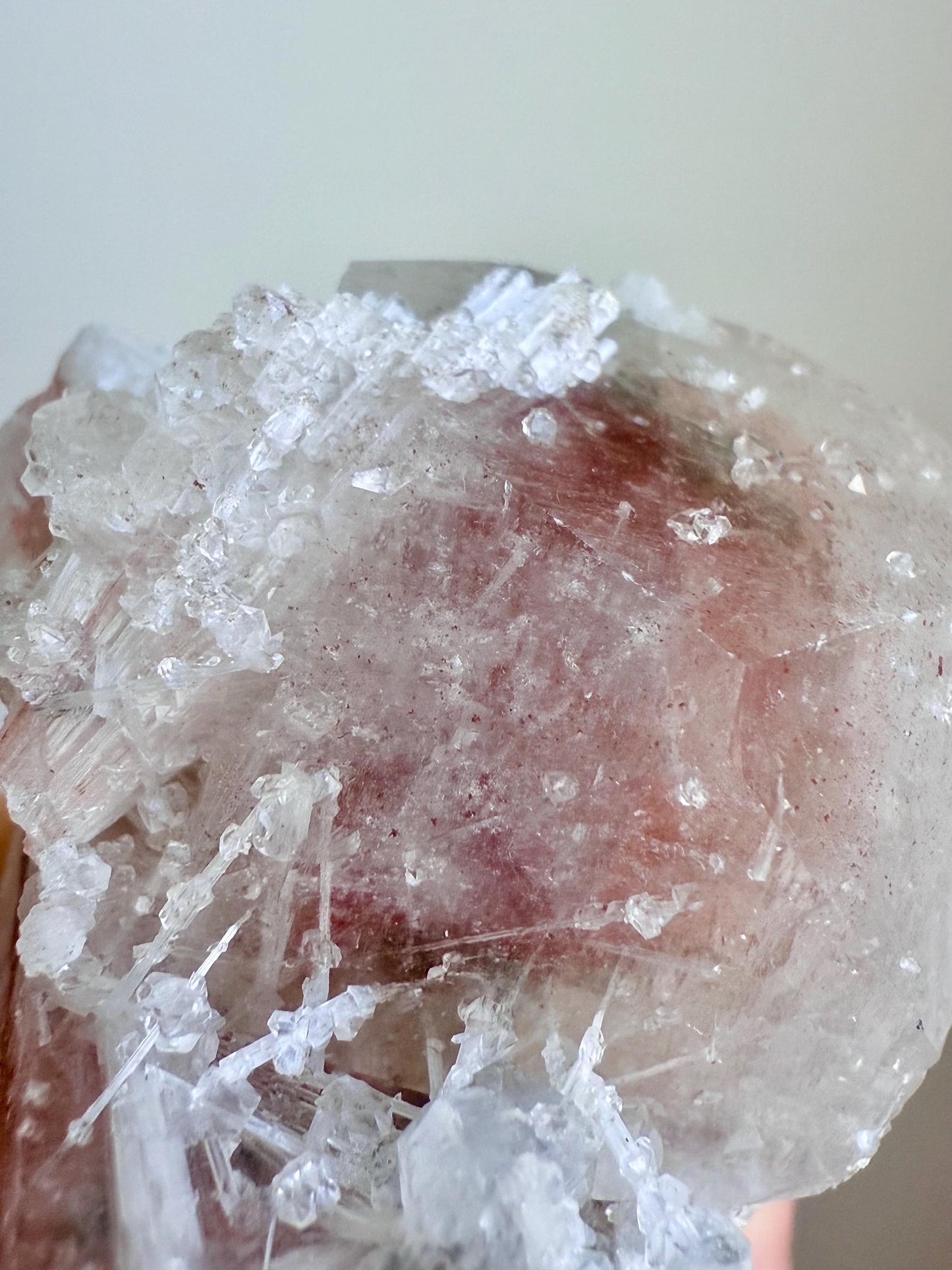 Candy Apophyllite with Crystalline Scolecite - Hematite & Chlorite Inclusions