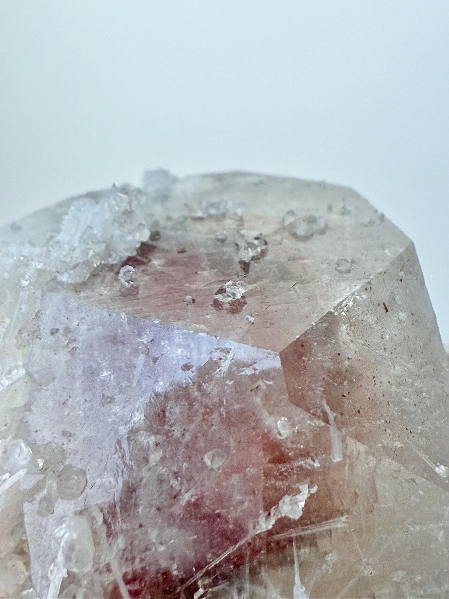 Candy Apophyllite with Crystalline Scolecite - Hematite & Chlorite Inclusions