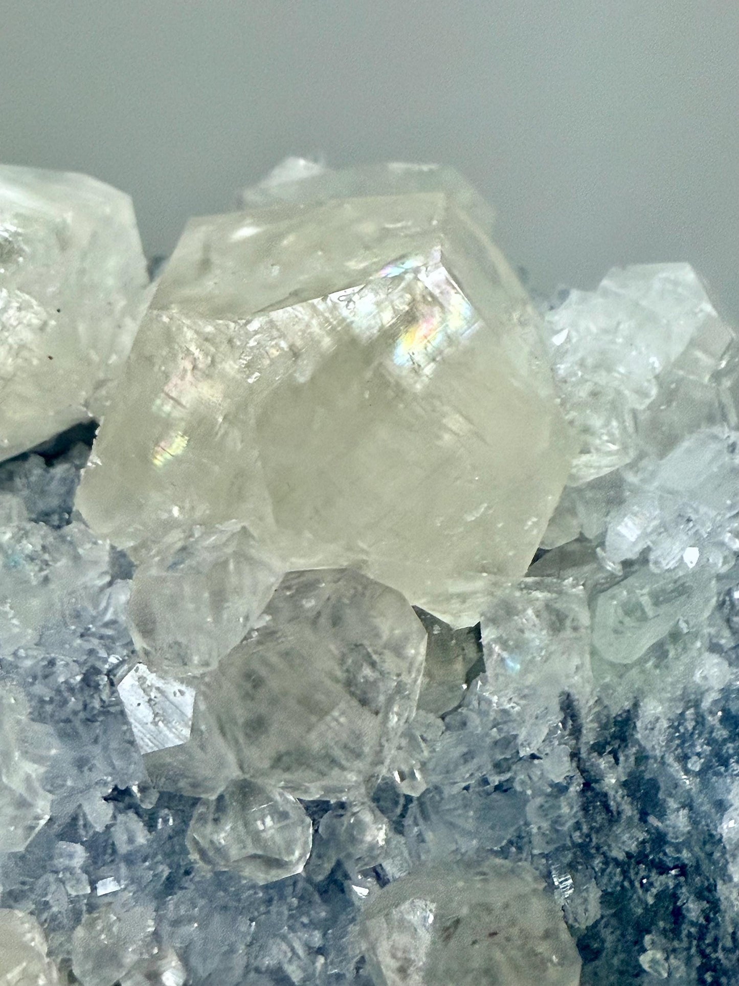 Yellow Diamond Calcite in Druzy Matrix