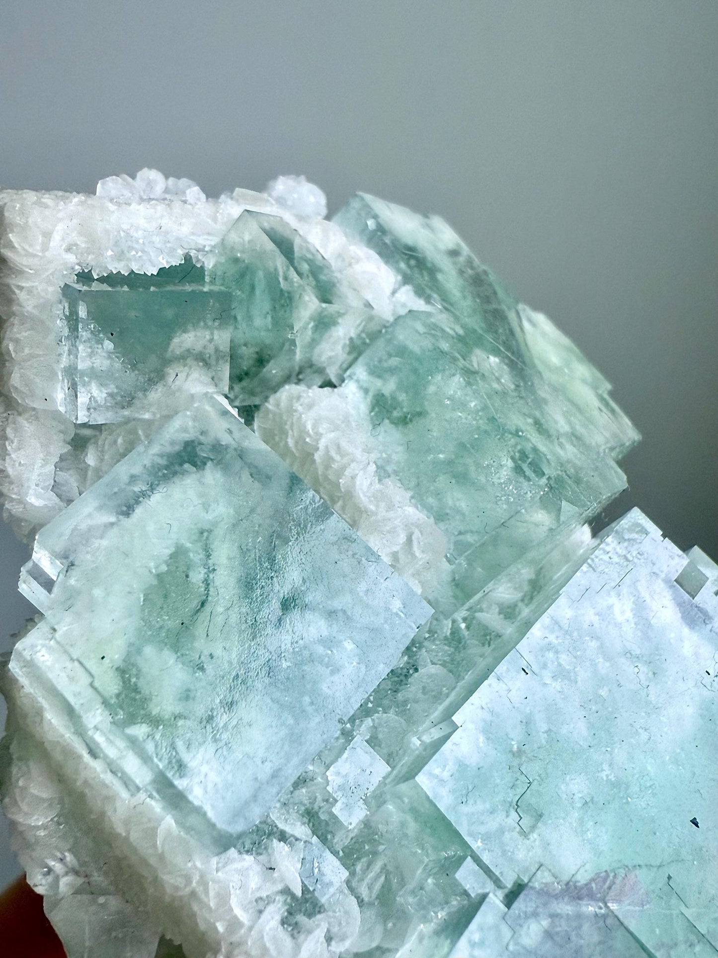 Glassy Green Fluorite with Calcite