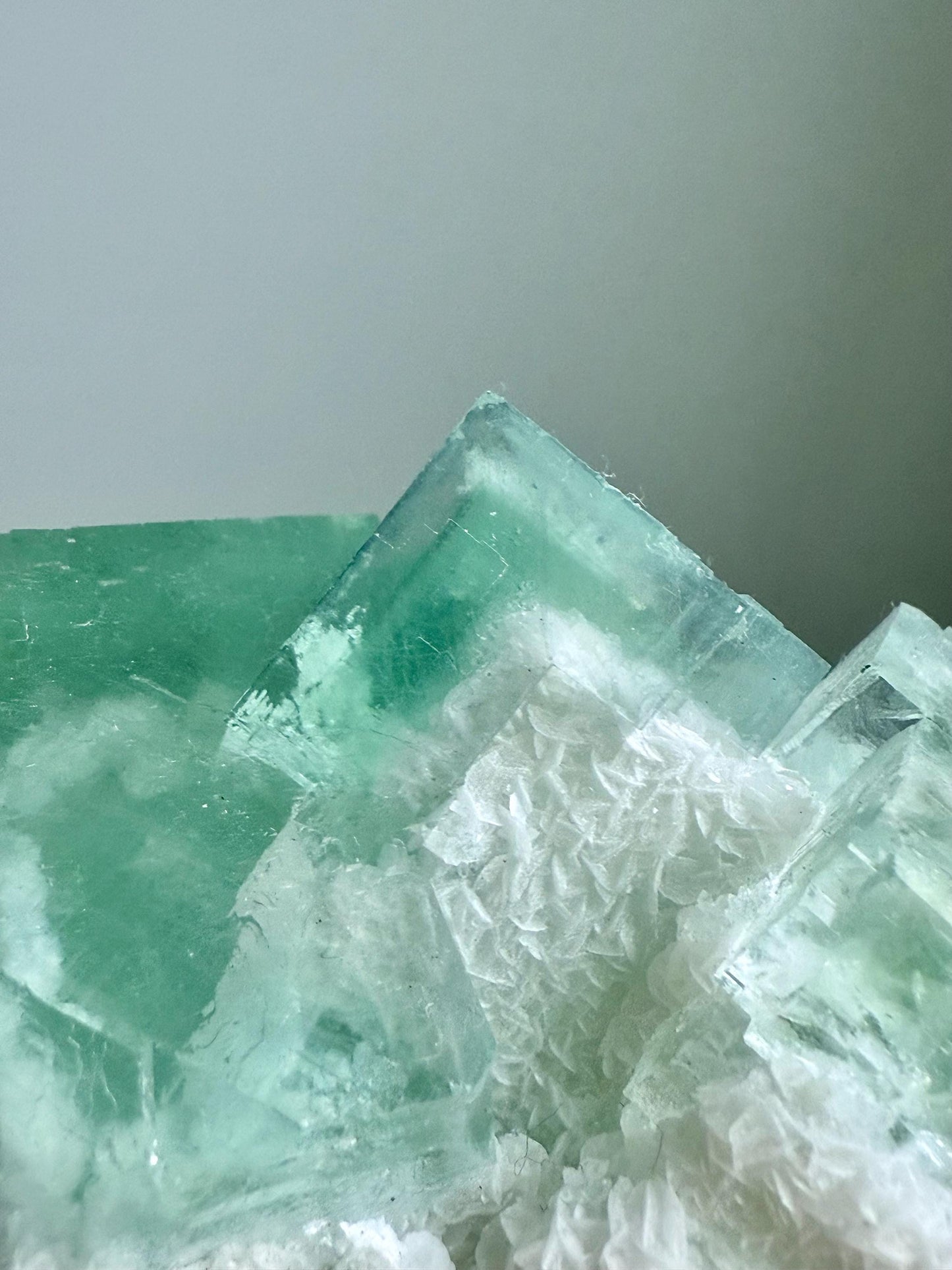 Glassy Green Fluorite with Calcite