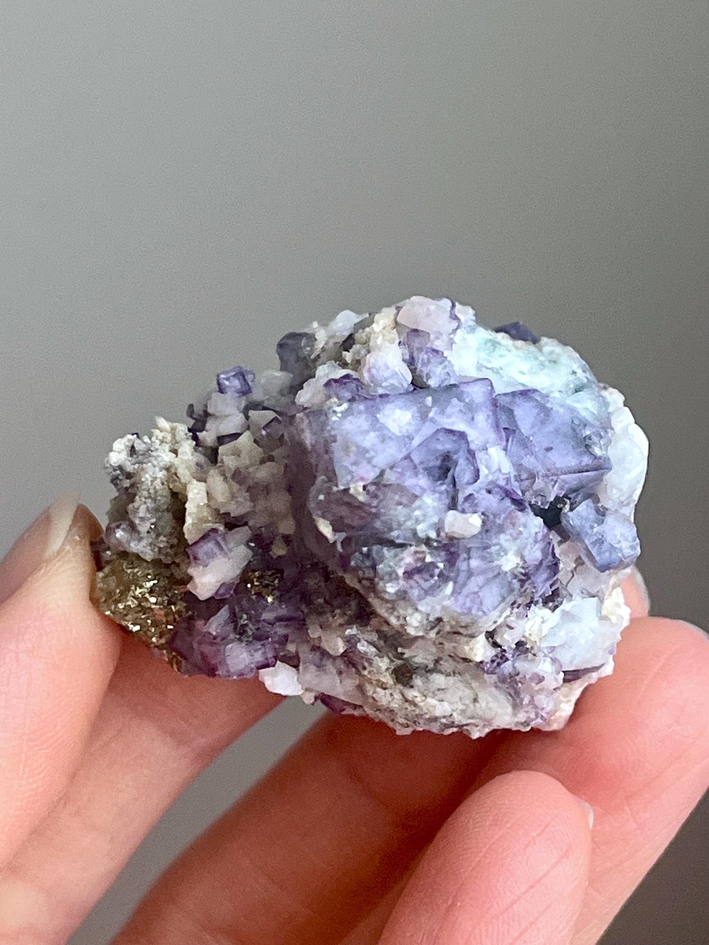 Porcelain Fluorite with Pyrite & Calcite