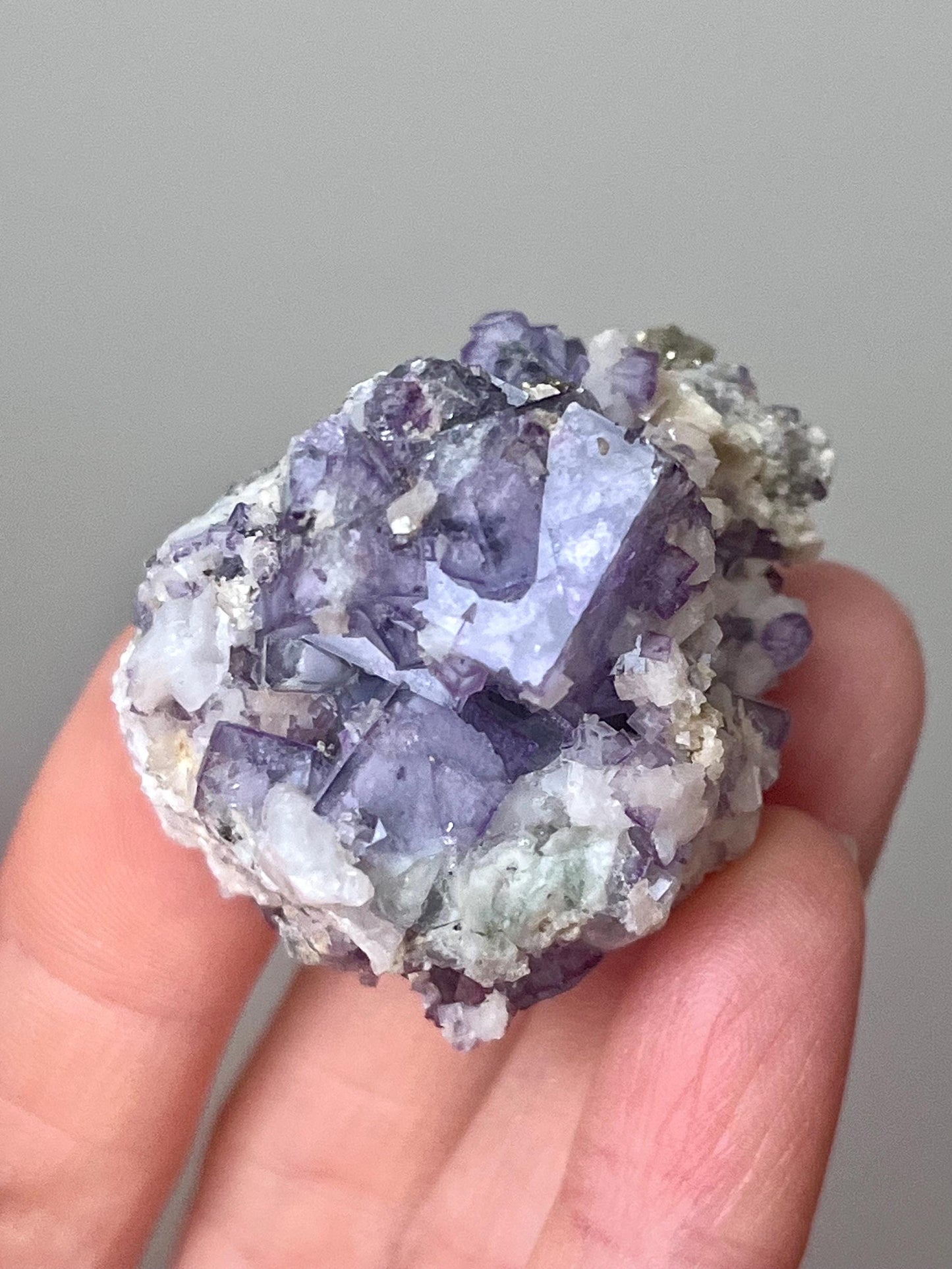 Porcelain Fluorite with Pyrite & Calcite