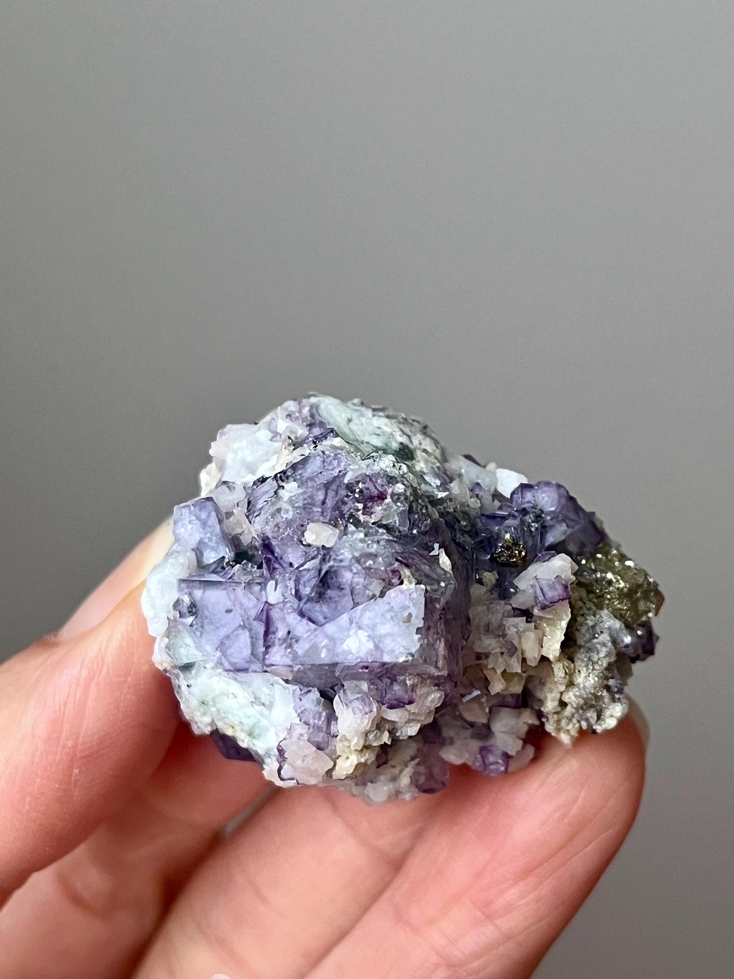Porcelain Fluorite with Pyrite & Calcite