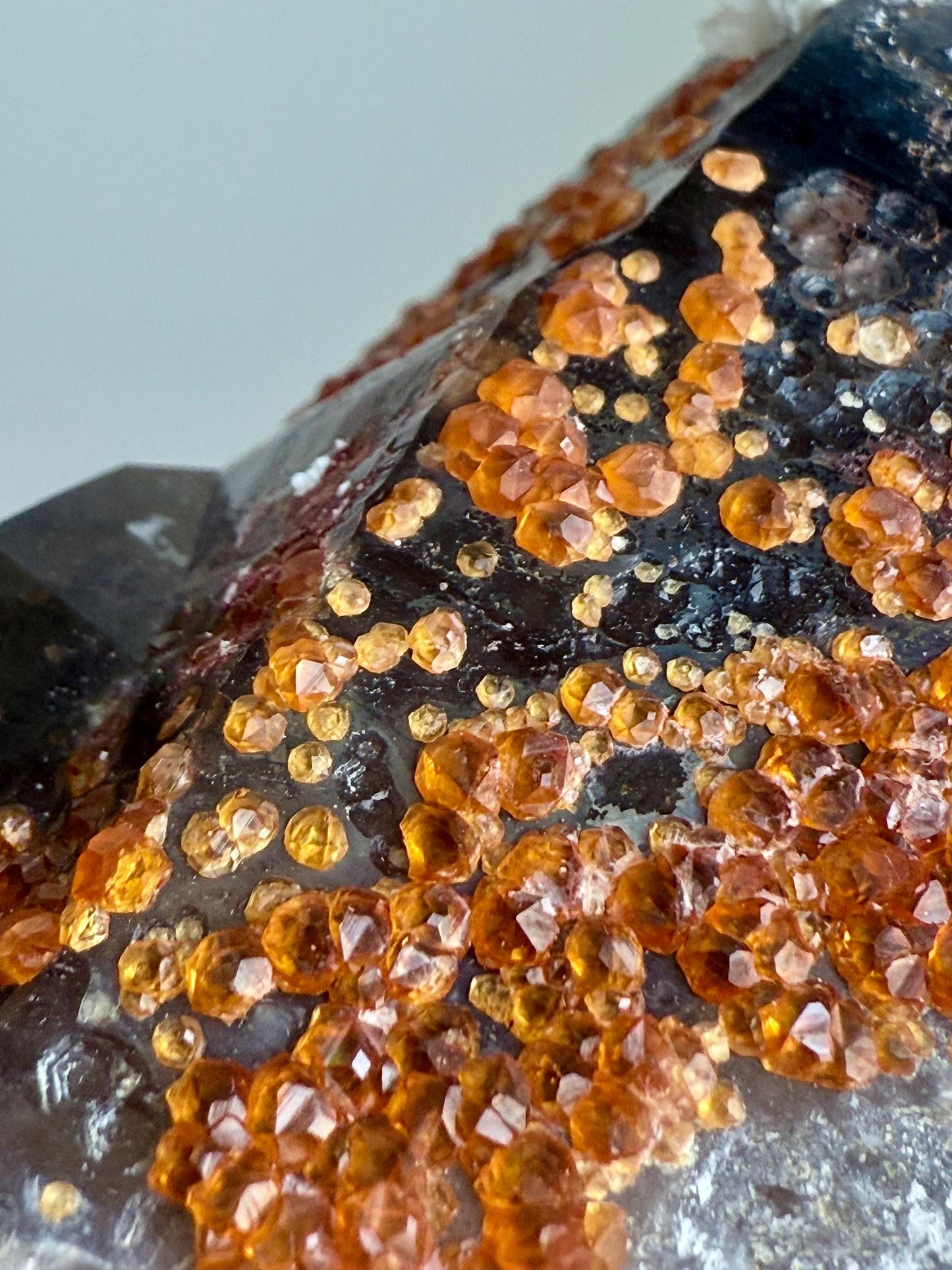 Smoky Quartz with Fanta Spessartine Garnets, Albite