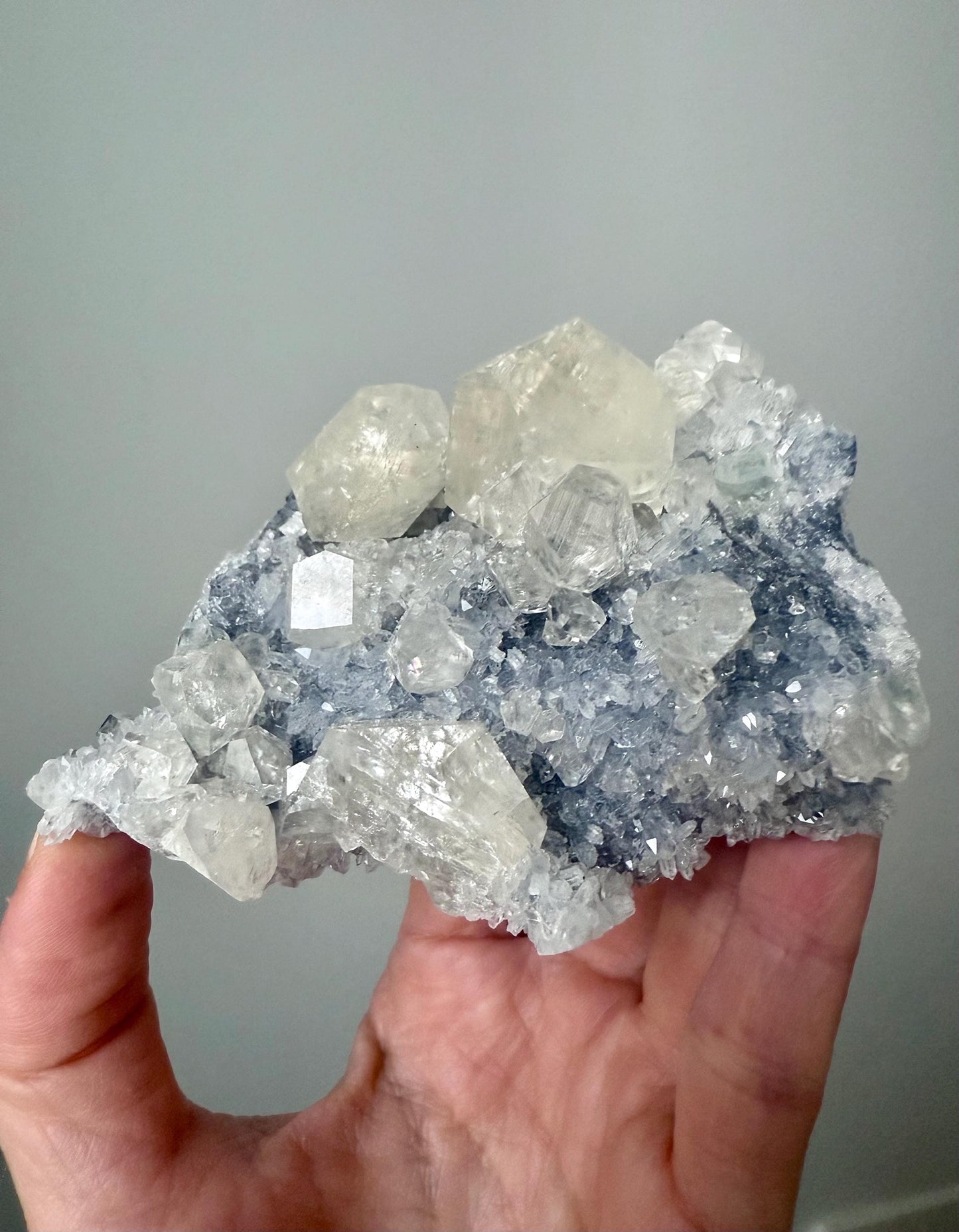 Yellow Diamond Calcite in Druzy Matrix