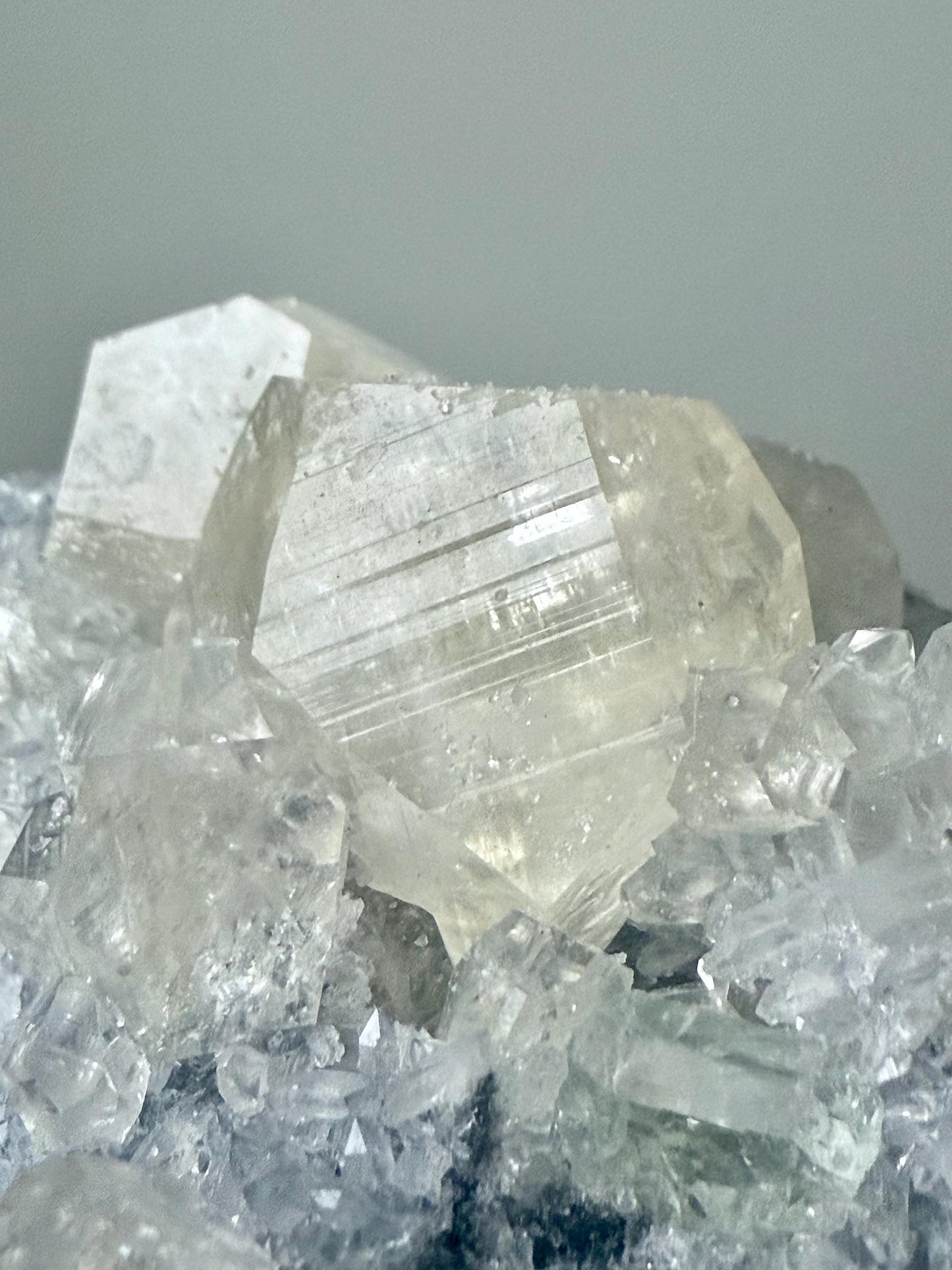 Yellow Diamond Calcite in Druzy Matrix