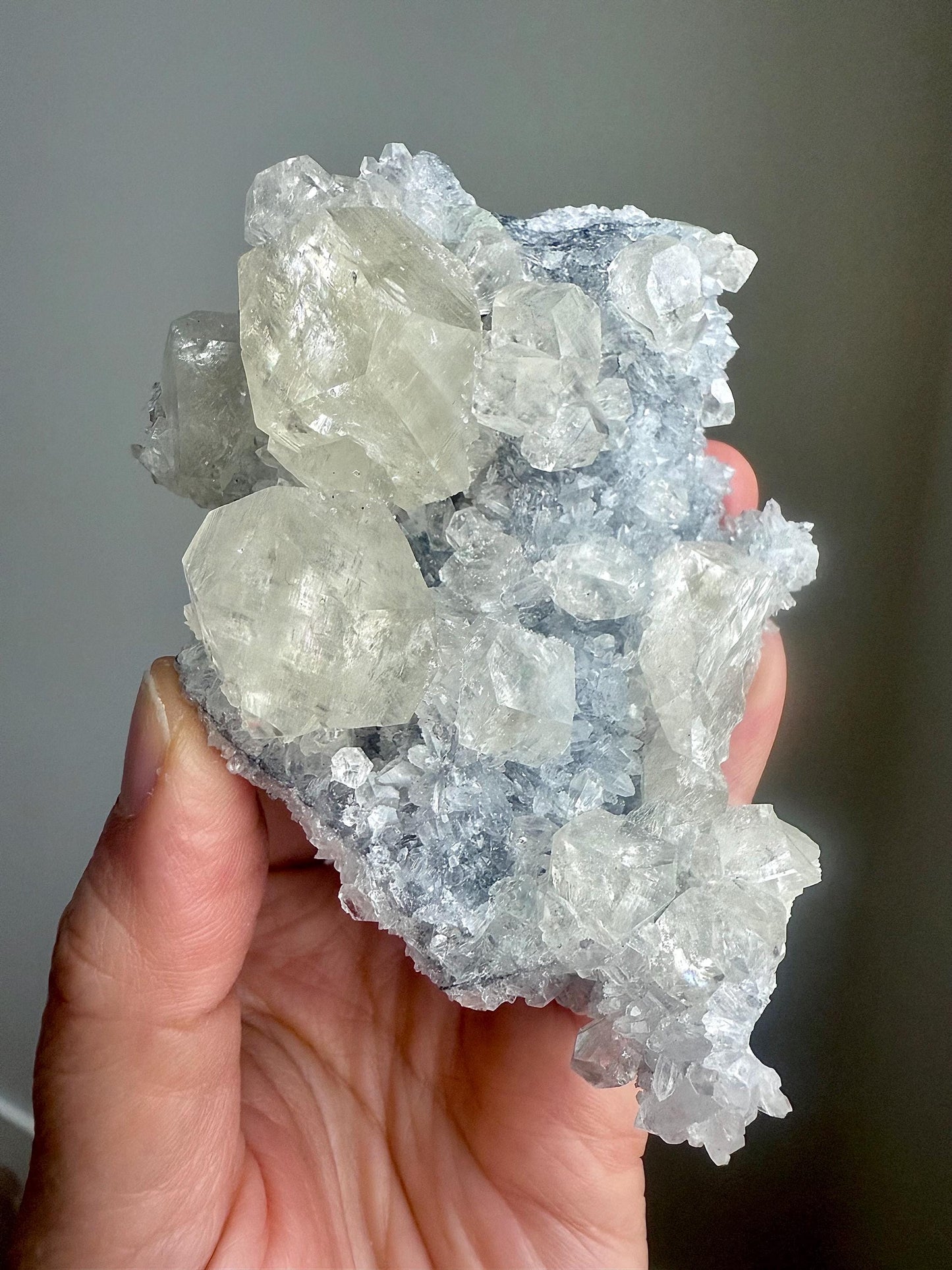 Yellow Diamond Calcite in Druzy Matrix
