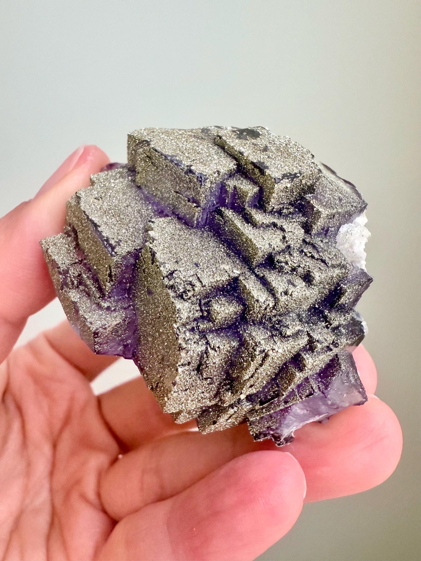 Pyrite over Purple Fluorite