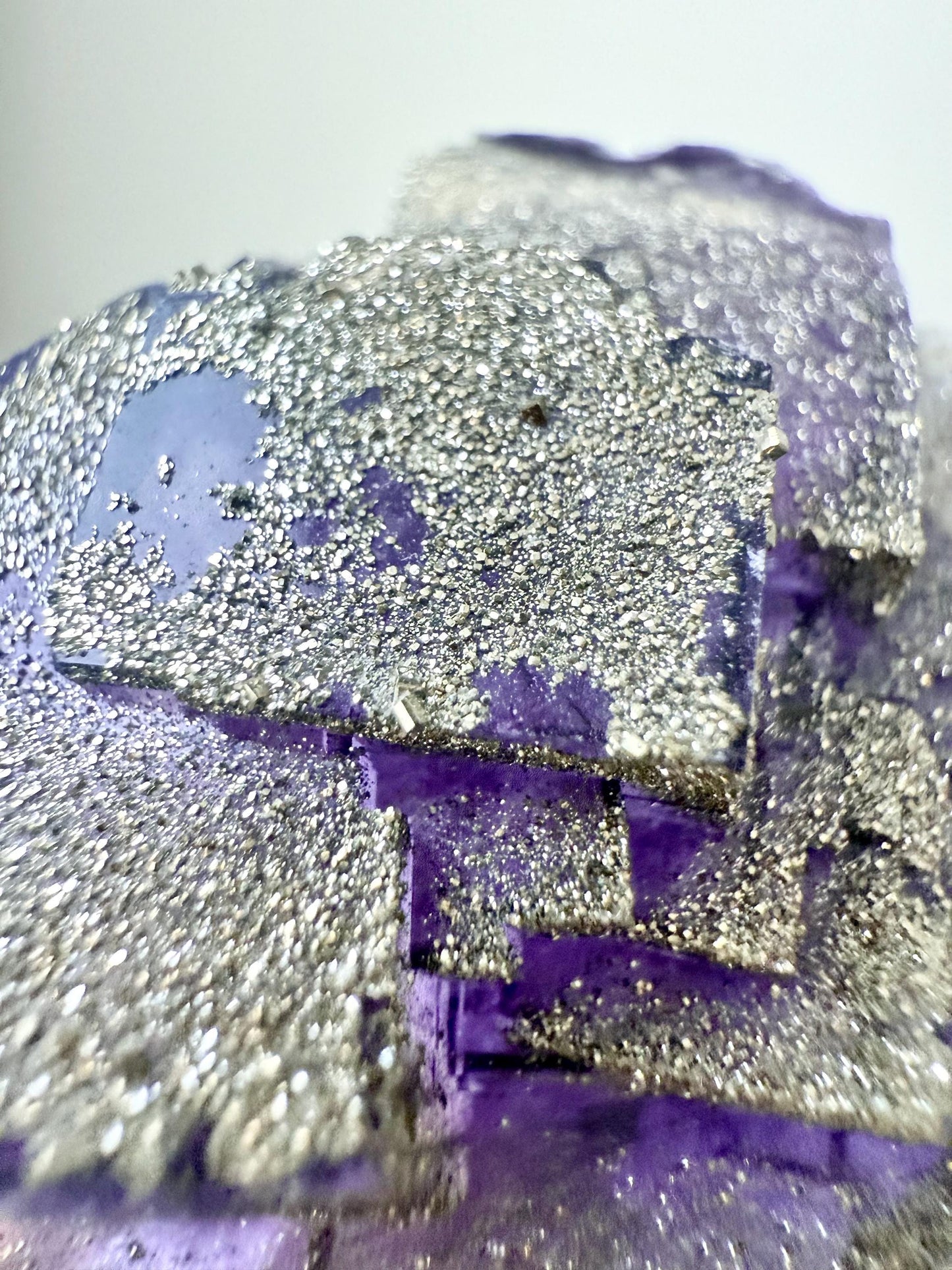 Pyrite over Purple Fluorite